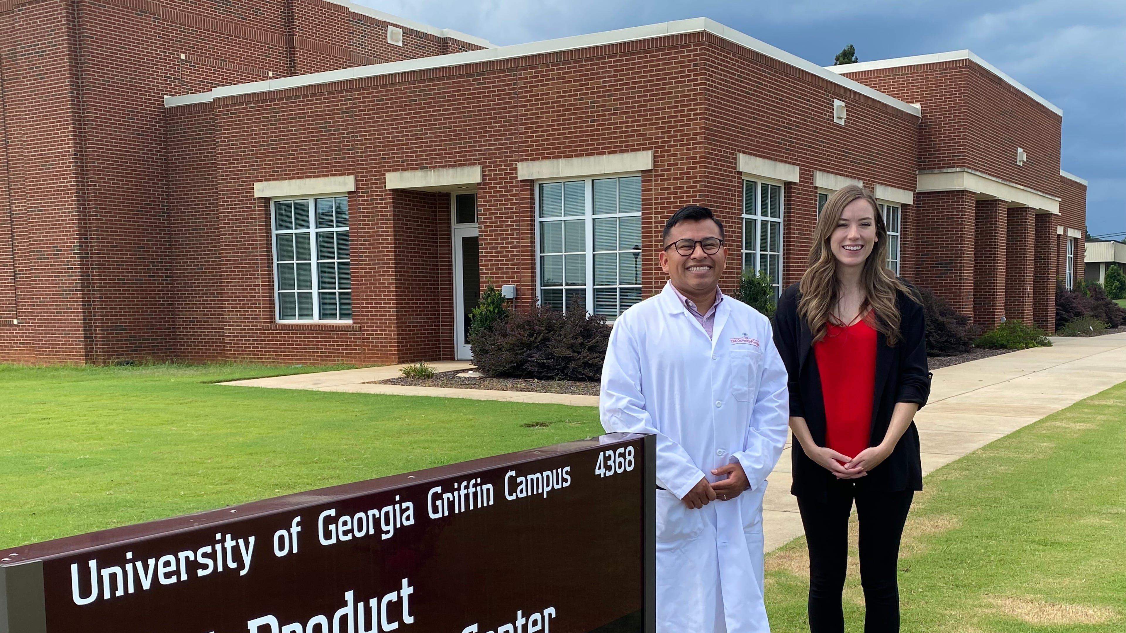 The Food Product Innovation and Commercialization Center, known as FoodPIC, at the University of Georgia campus in Griffin is a one-stop shop for food businesses looking to launch a product. Scientists here also look for ways to turn raw foods from Georgia into value-added products. Pictured are Kevin Mis Solval, assistant professor in the Food Science and Technology Department, and FoodPIC program manager Lauren Hatcher. (Ligaya Figueras / ligaya.figueras@ajc.com)