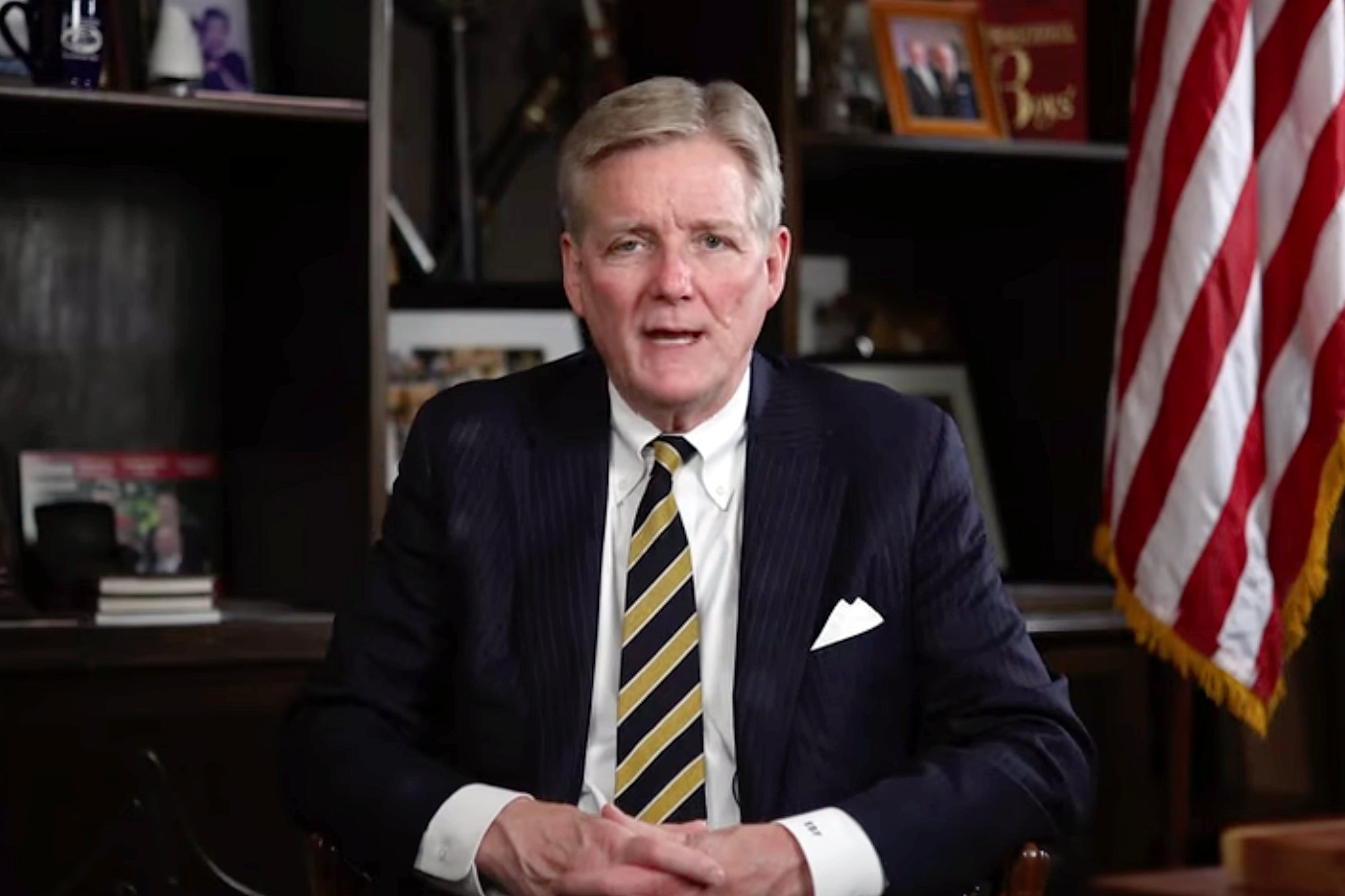 Brant Frost IV, his family and businesses have contributed more than $1.4 million to political causes, much of it in the past few years. Federal officials say Frost and his First Liberty Building & Loan used at least $570,000 of investor money to make political contributions. (First Liberty Building & Loan YouTube via AJC)