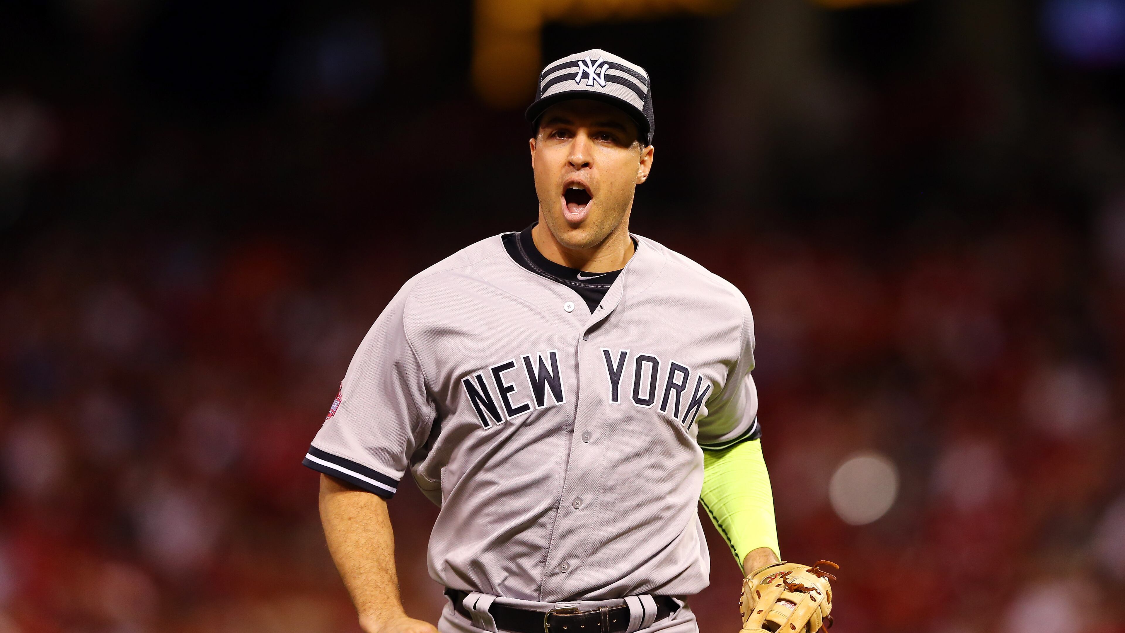 CINCINNATI, OH - JULY 14: American League All-Star Mark Teixeira #25 of the New York Yankees reacts against the National League during the 86th MLB All-Star Game at the Great American Ball Park on July 14, 2015 in Cincinnati, Ohio. (Photo by Elsa/Getty Images)