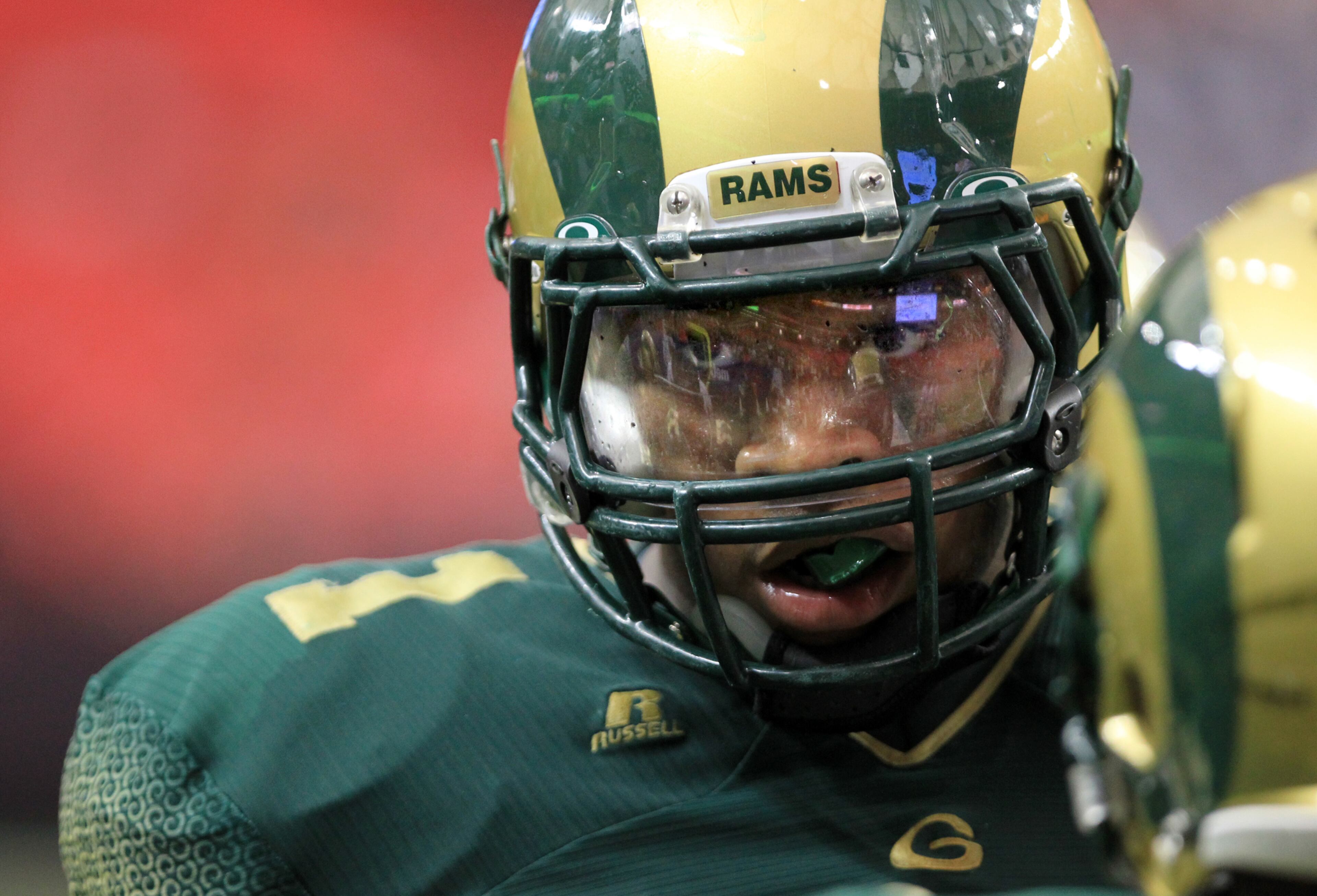 Grayson defensive end/running back Robert Nkemdiche talks with a teammate on the sideline during their 31-12 win over McEachern.