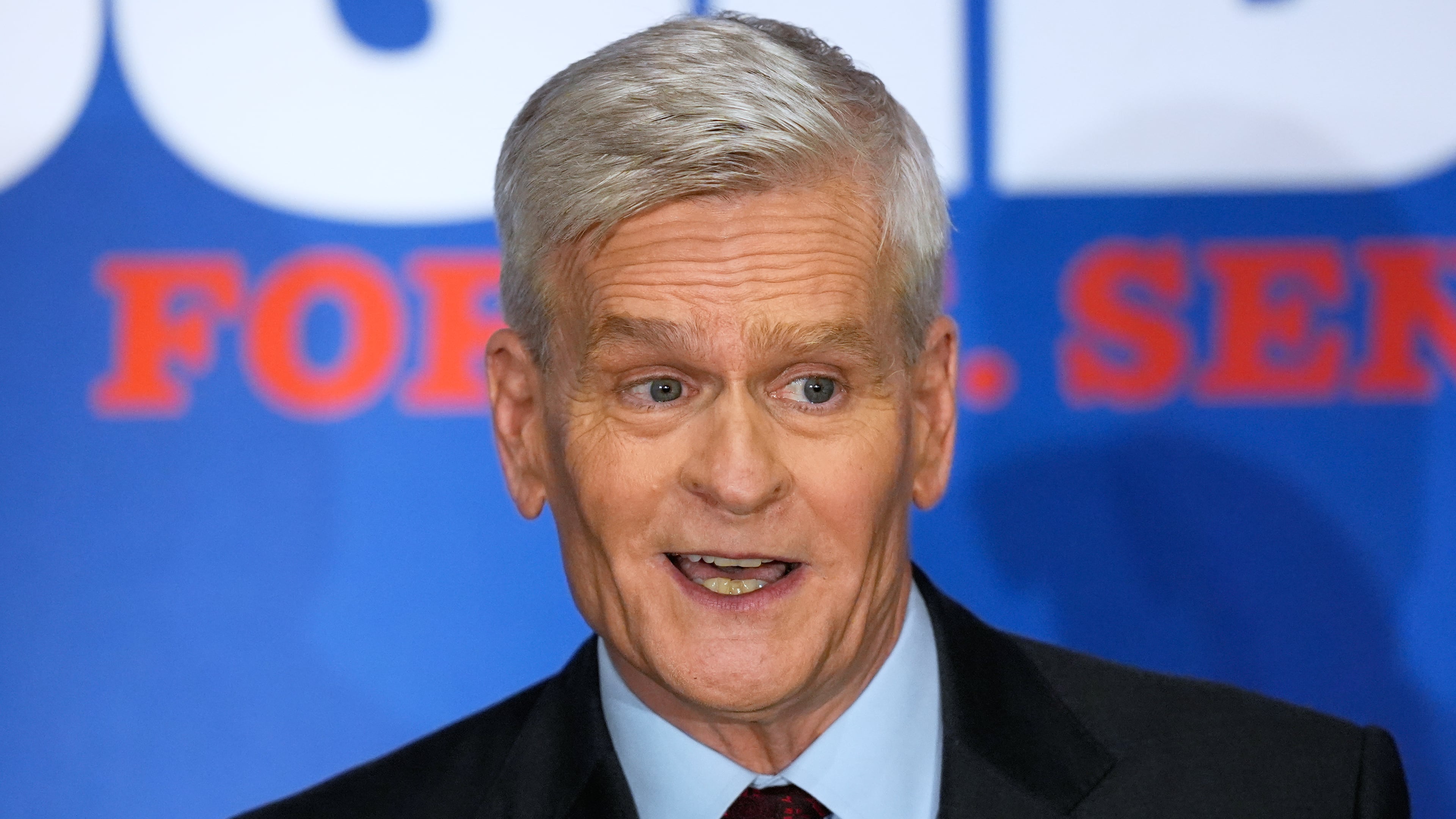 Sen. Bill Cassidy, R-La., speaks to supporters during an election night watch party Saturday, May 16, 2026, in Baton Rouge, La. (AP Photo/Gerald Herbert)