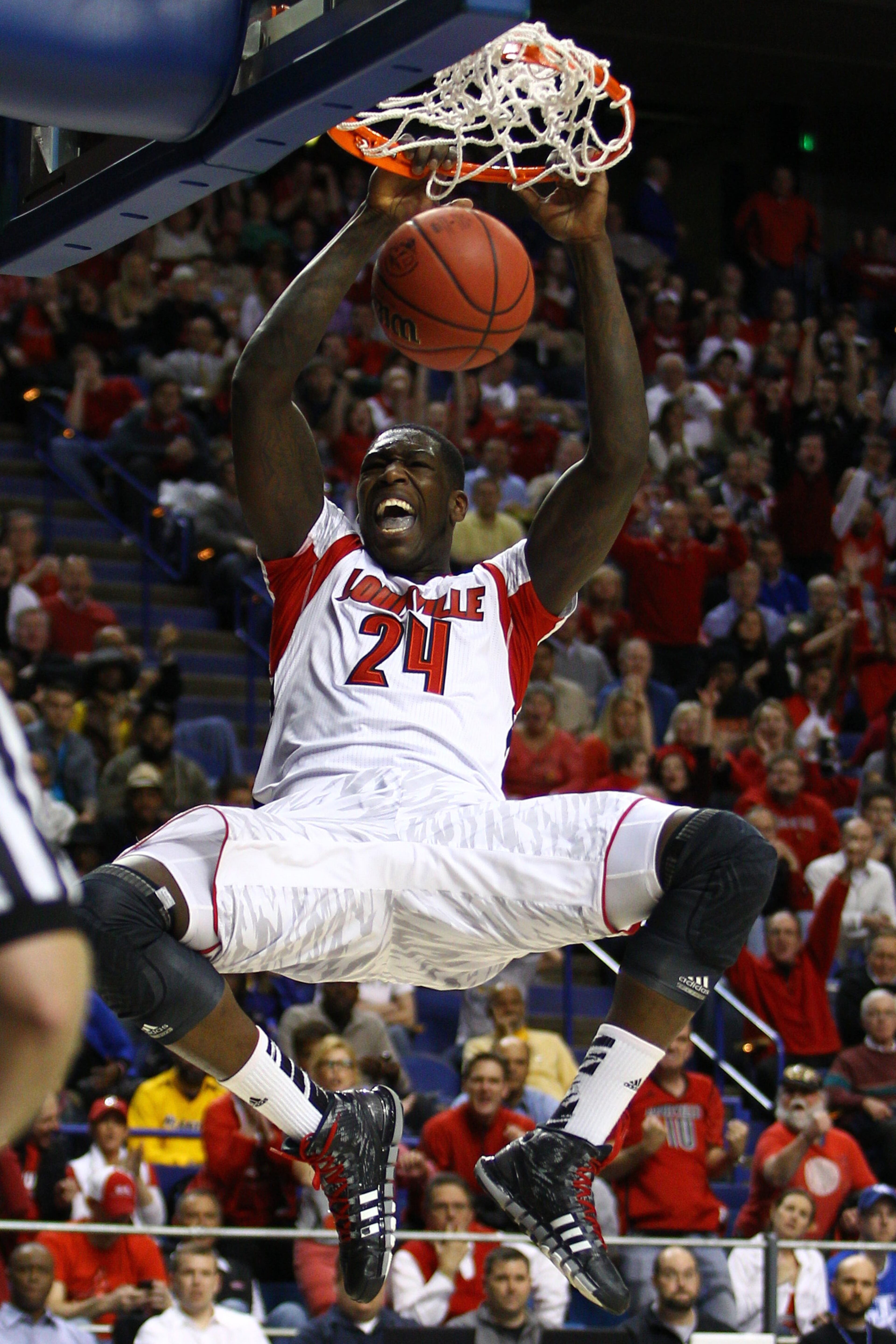 Louisville's Montrezl Harrell dunks in the first half against North Carolina A&T in the first half in the NCAA Tournament second-round game at Rupp Arena in Lexington, Kentucky, on Thursday, March 21, 2013. (Jonathan Palmer/Lexington Herald-Leader/MCT)