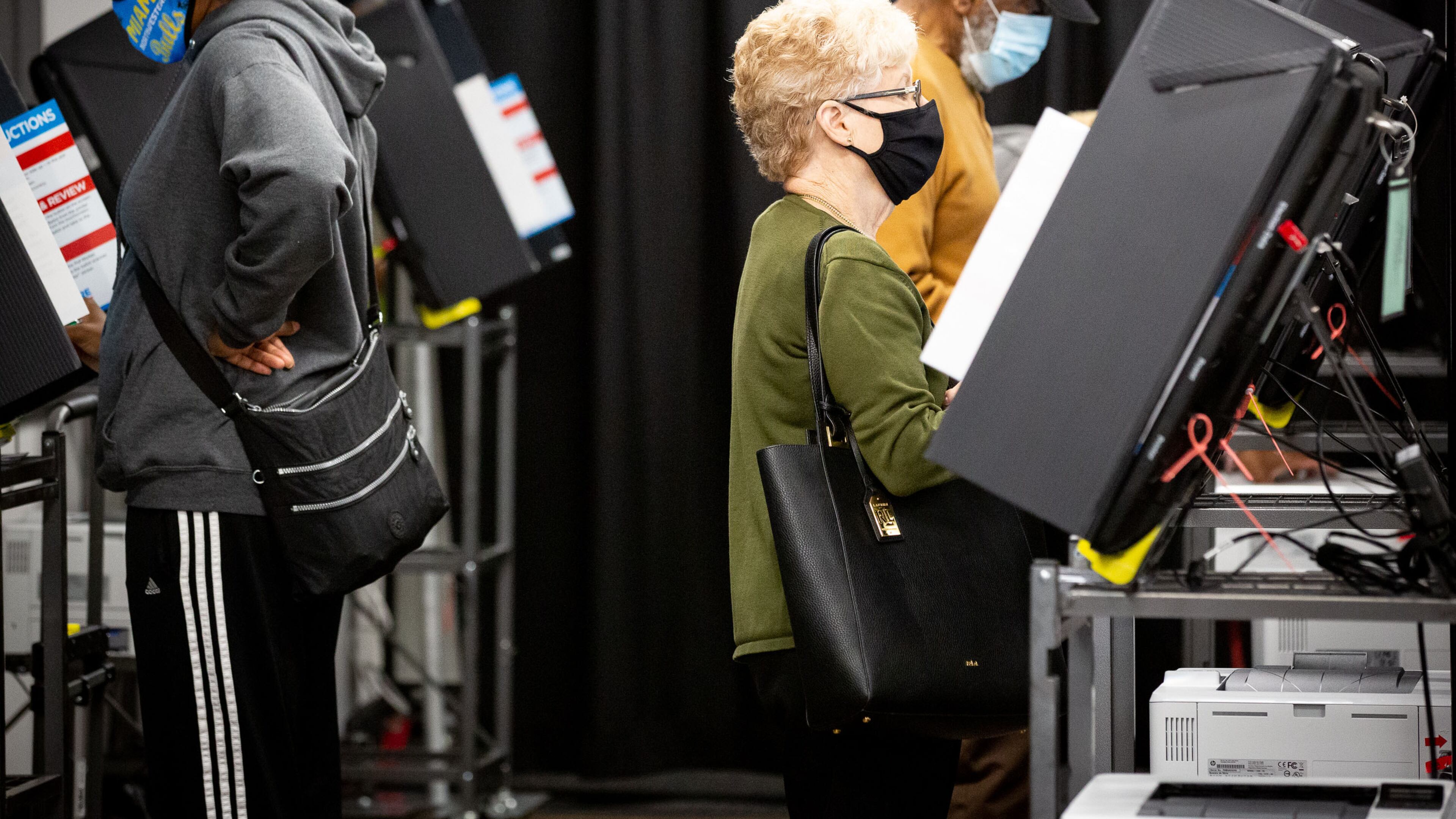 Gail Watson (R) cast her vote at a Cobb County polling center on Whitlock Ave in Marietta, October 12, 2020. STEVE SCHAEFER / SPECIAL TO THE AJC