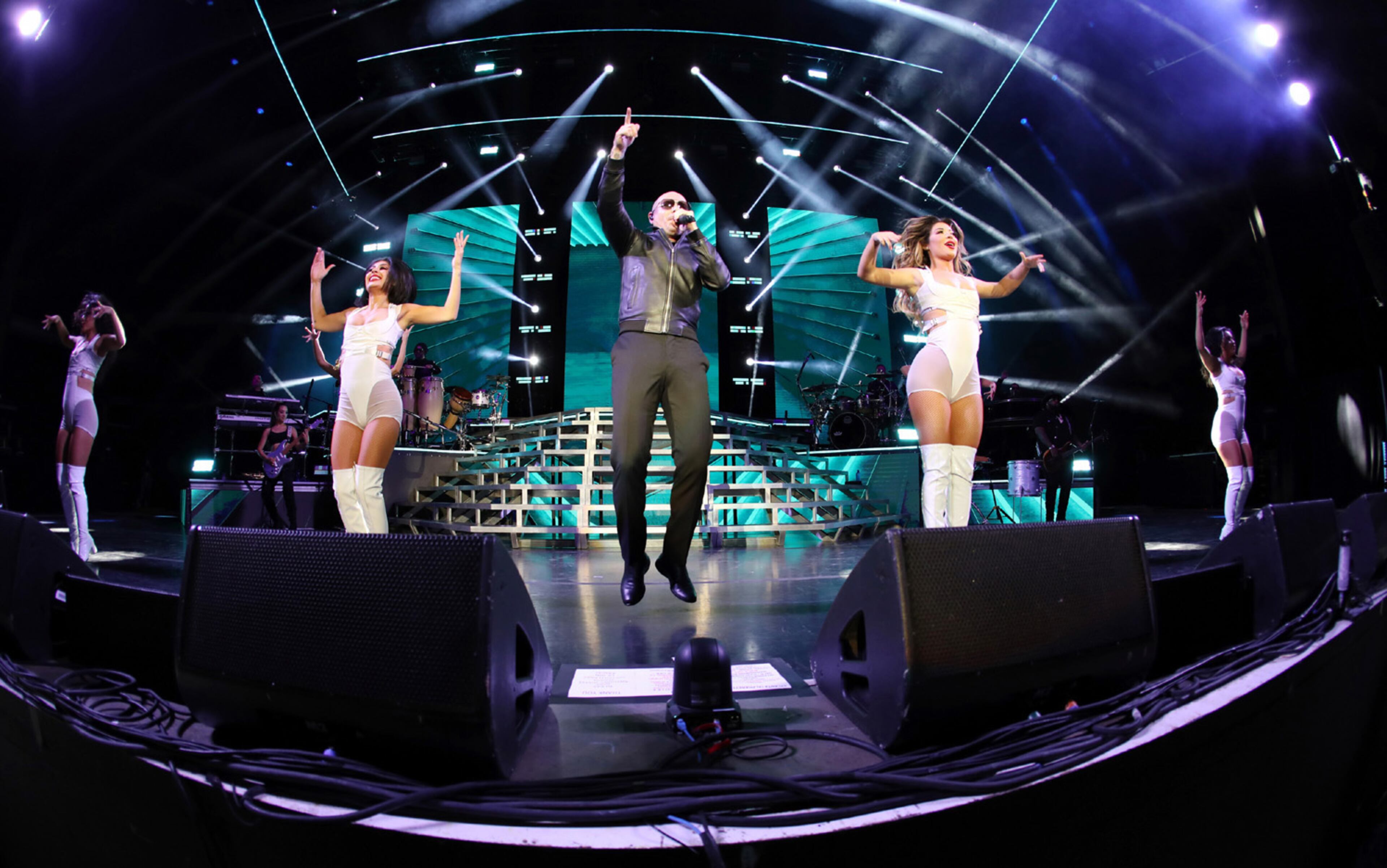 Pitbull and Iggy Azalea energized the sold out Ameris Bank Amphitheatre crowd on the I Feel Good Tour stop on Sunday, October 10, 2021 in Alpharetta.
Robb Cohen for the Atlanta Journal-Constitution