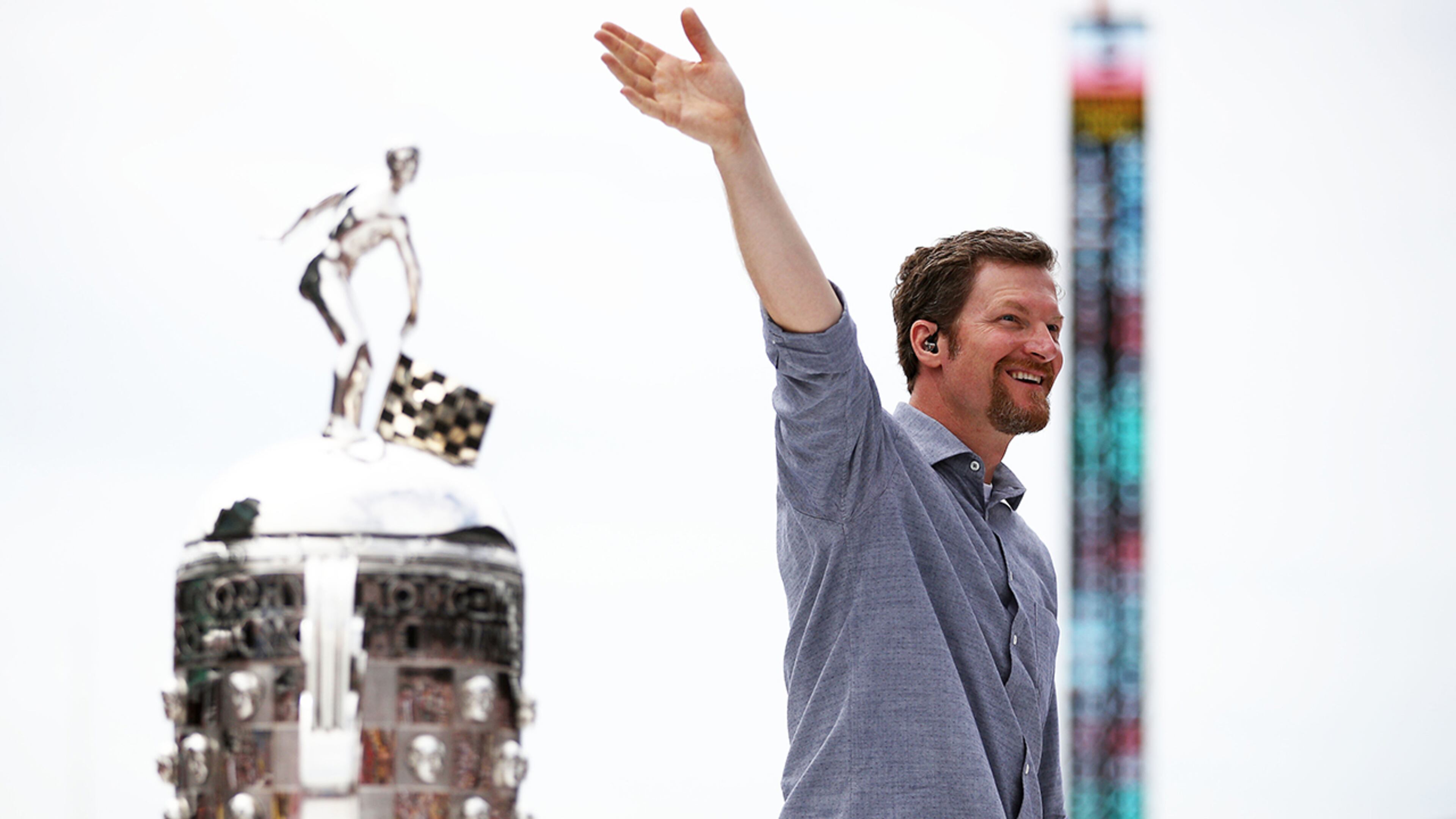 INDIANAPOLIS, INDIANA - MAY 26: Dale Earnhardt Jr. is introduced prior to during the 103rd running of the Indianapolis 500 at Indianapolis Motor Speedway on May 26, 2019 in Indianapolis, Indiana. (Photo by Chris Graythen/Getty Images)