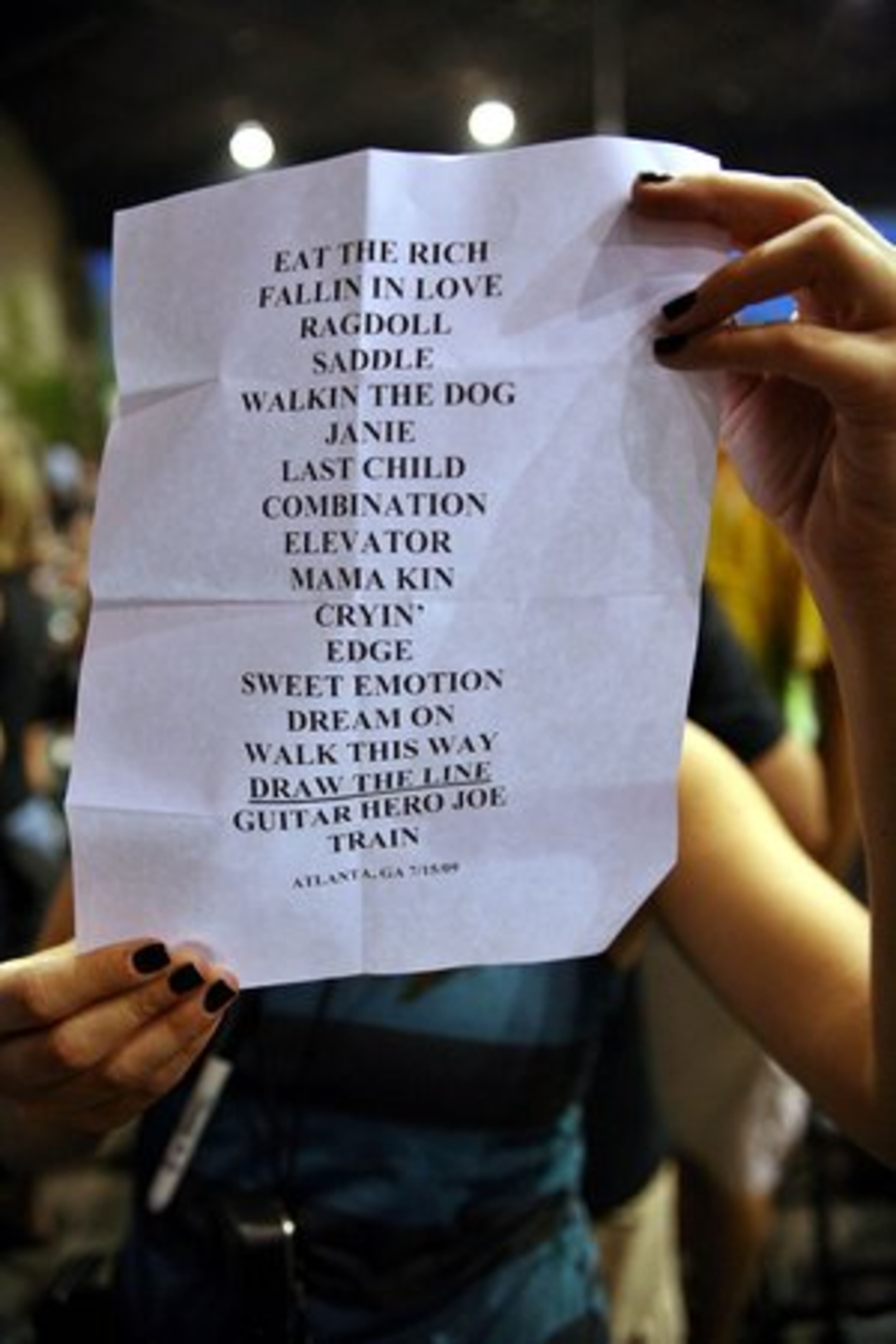 Aerosmith's set list from the concert.