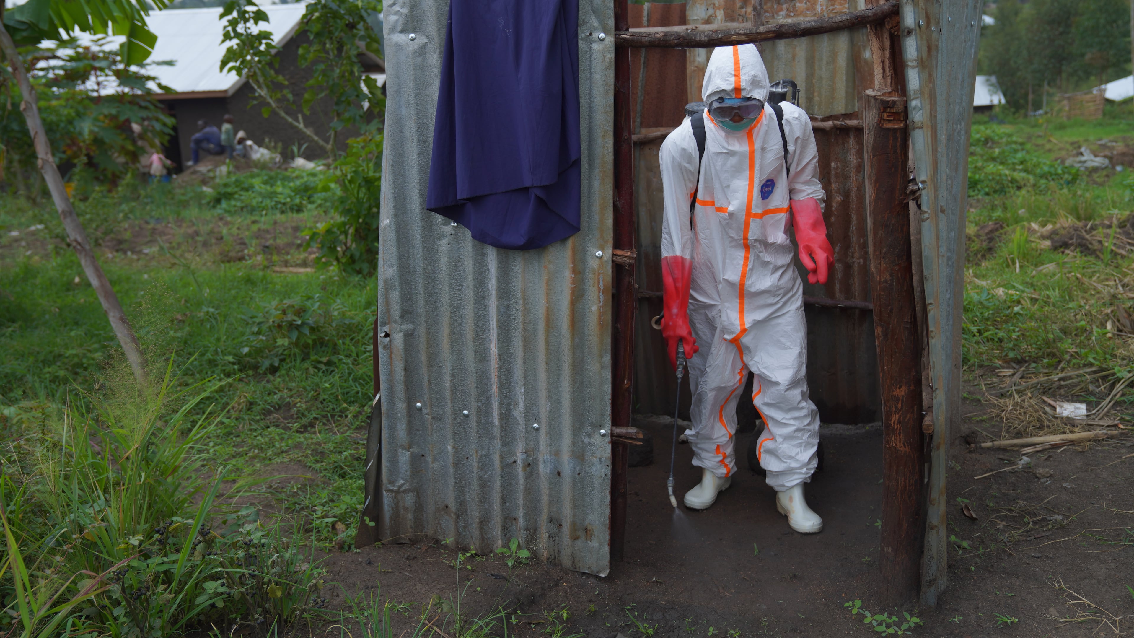 Wiza Bondele, a health worker on the prevention and control team, is seen at work in Ituri province, eastern Congo, Wednesday, Aug 5, 2026. (AP Photo/Dieudonne Dirole)