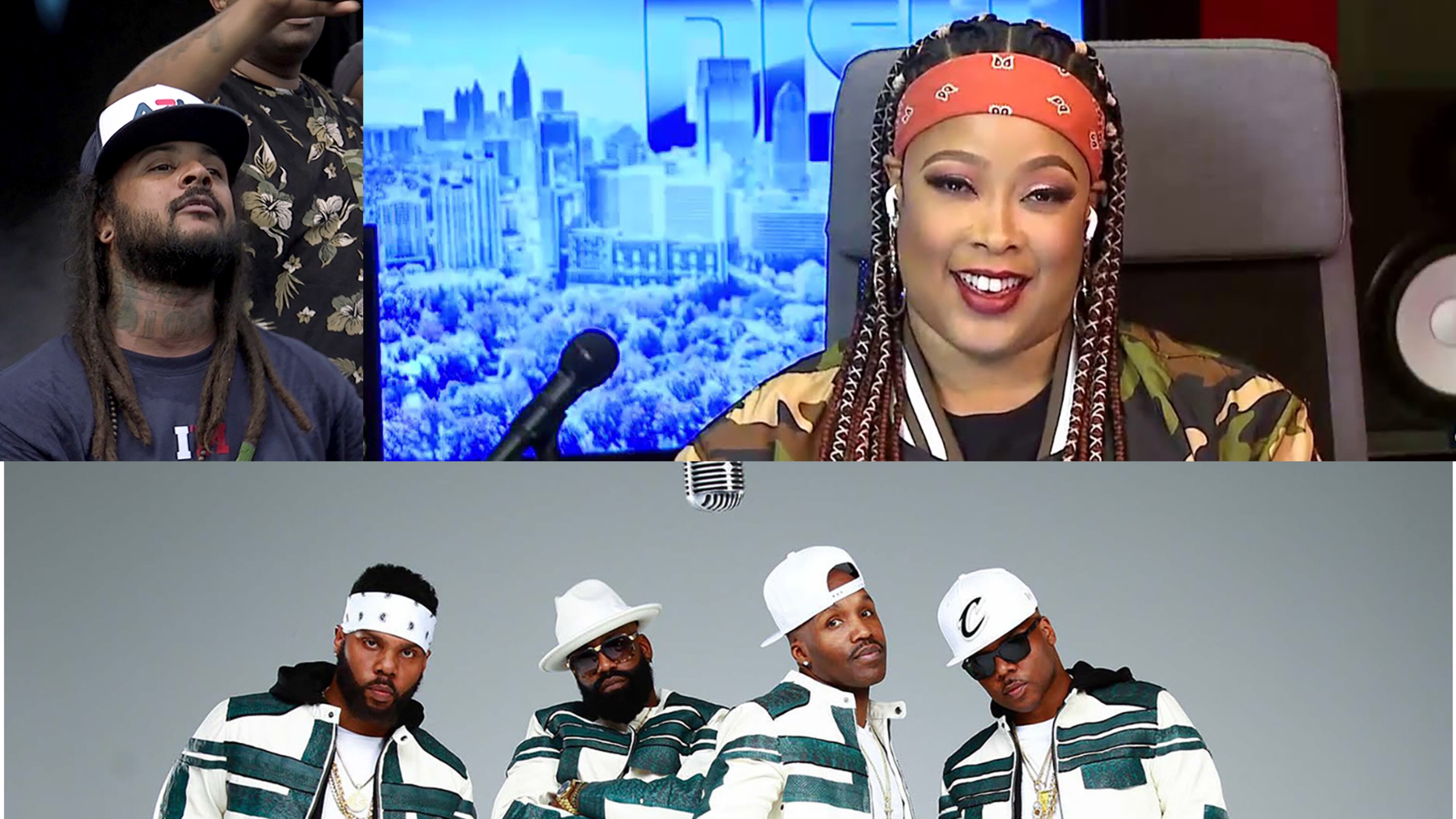 The Peach Drop 2023 will feature Atlanta acts Youngbloodz (top left), Da Brat (top right) and Jagged Edge. AJC file photo/Dish Nation/Publicity photo