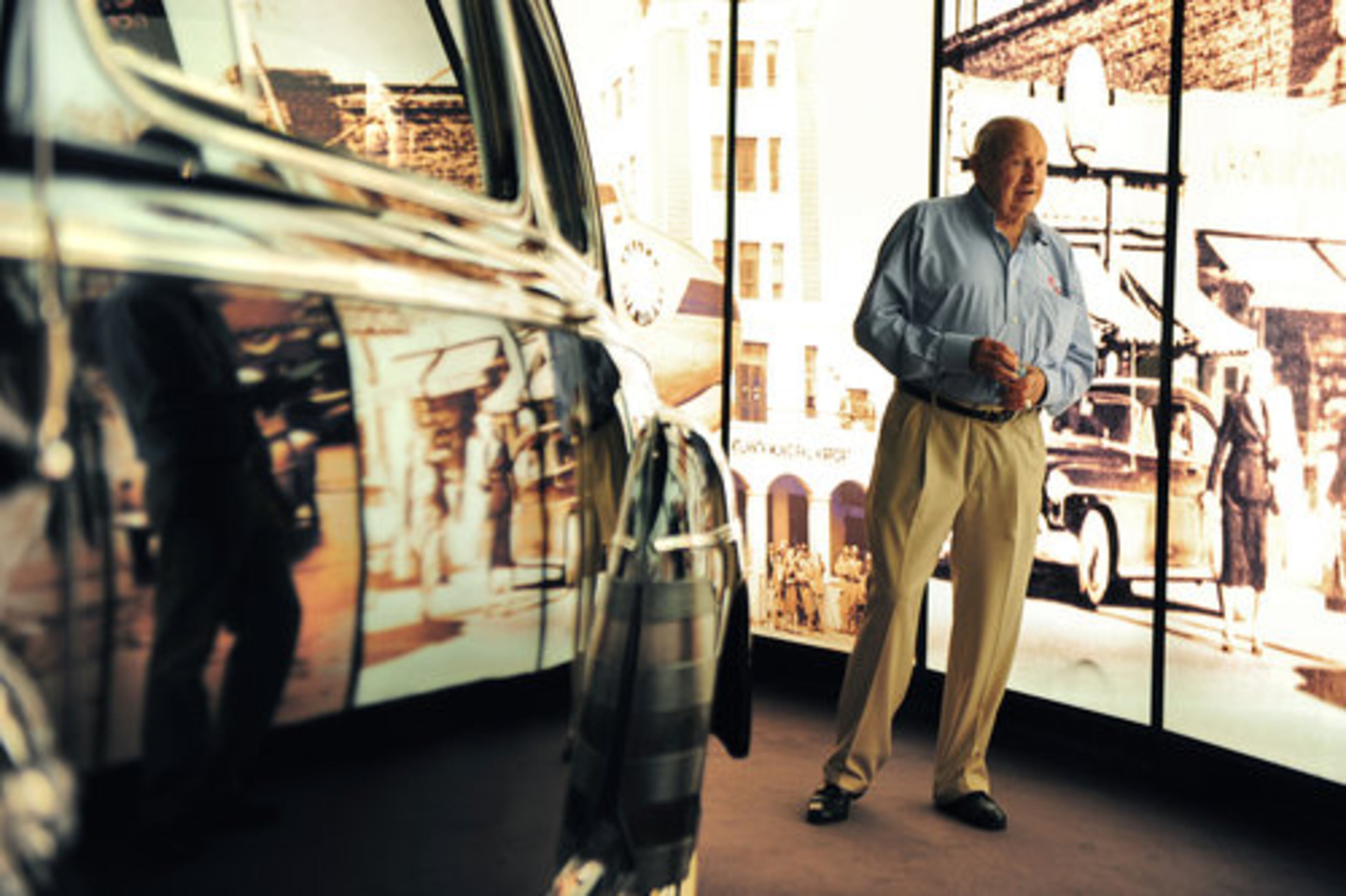 AT CHICK-FIL-A headquarters, Cathy stands by his 1946 Ford, which was built the same year that Cathy opened The Dwarf Grill.