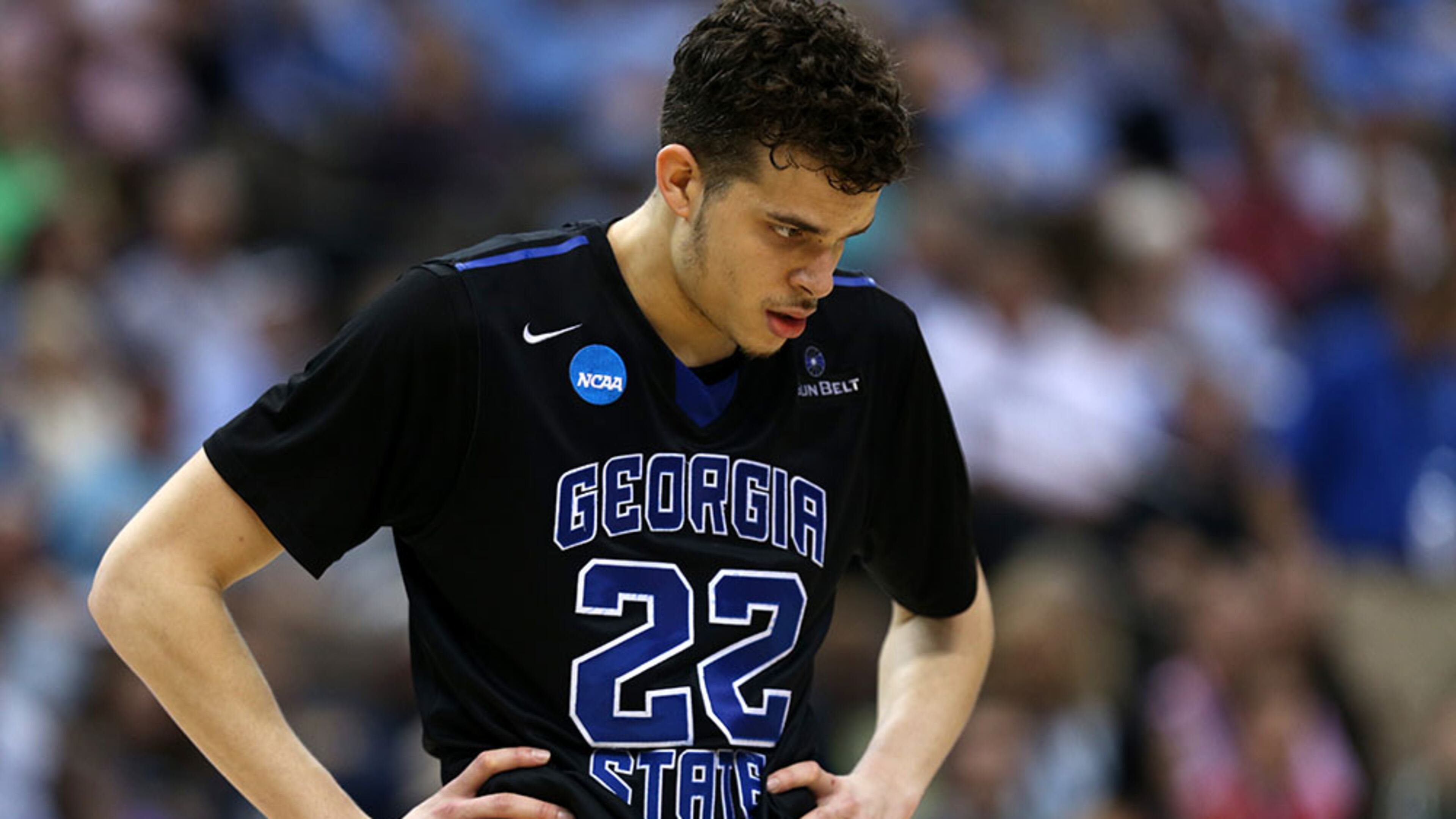 JACKSONVILLE, FL - MARCH 21: R.J. Hunter #22 of the Georgia State Panthers reacts in the second half against the Xavier Musketeers during the third round of the 2015 NCAA Men's Basketball Tournament at Jacksonville Veterans Memorial Arena on March 21, 2015 in Jacksonville, Florida. (Photo by Mike Ehrmann/Getty Images)