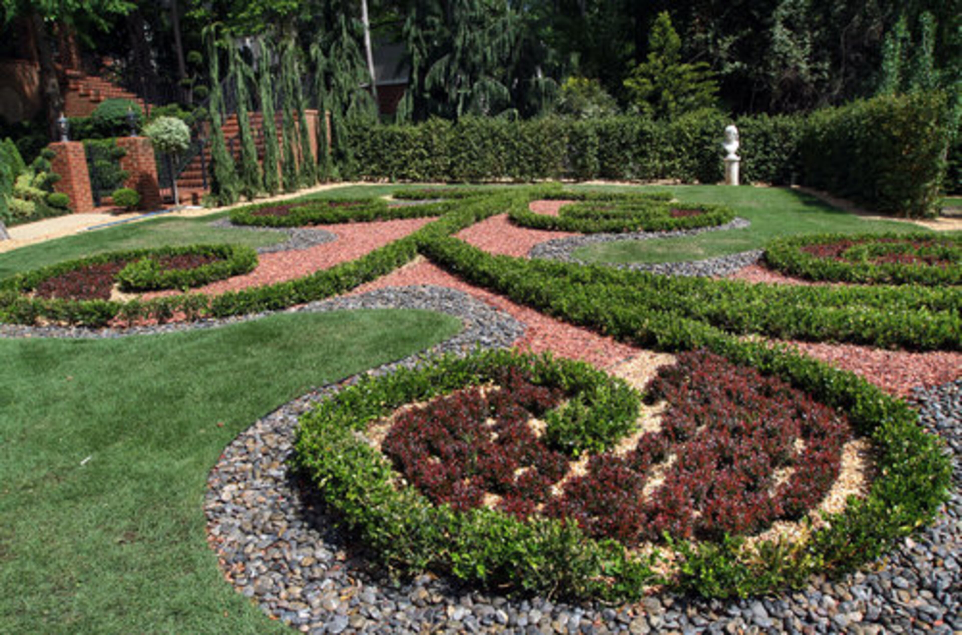 Detail of a Parterre garden in the back yard of Scott Hostetler's Atlanta home.