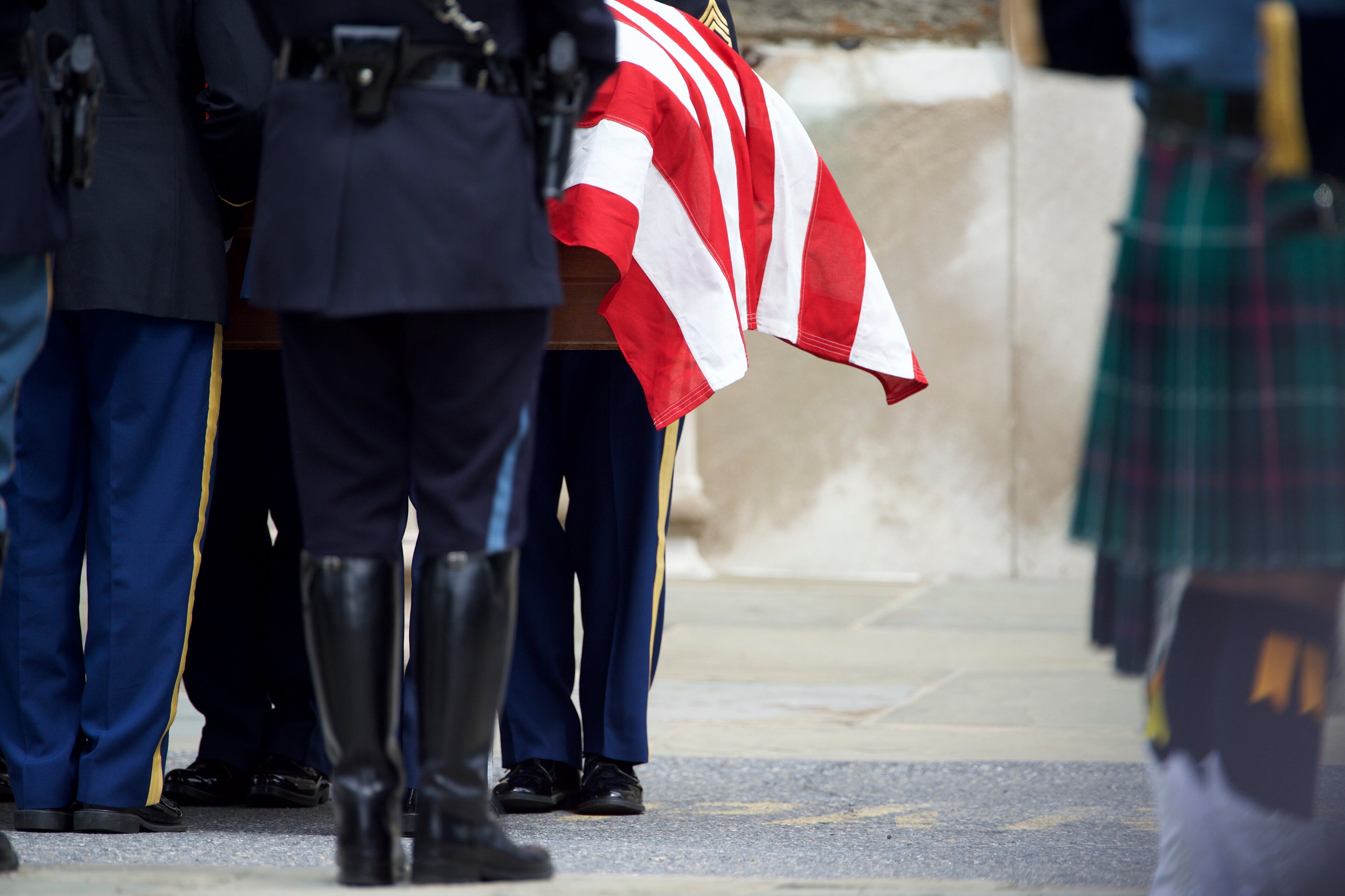 WILMINGTON, DE - JUNE 6: The coffin of former Delaware Attorney General Beau Biden is carried into St. Anthony of Padua Church for a mass of Christian burial on June 6, 2015 in Wilmington, Delaware. U.S. President Barack Obama is expected to deliver a eulogy for the son of Vice President Joe Biden after he died at 46 following a two-year battle with brain cancer. (Photo by Mark Makela/Getty Images)