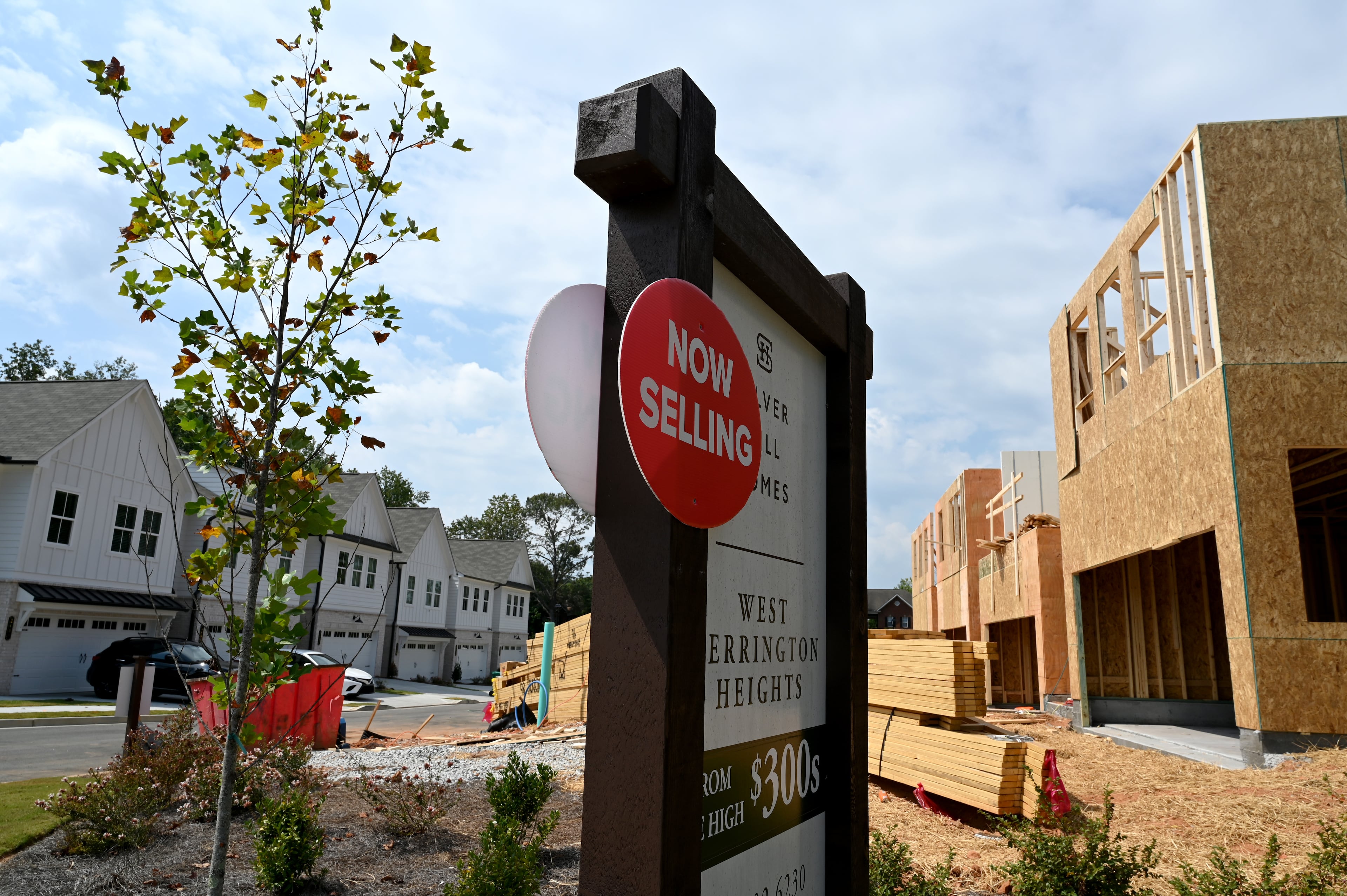 Homes under construction in Silver Hill Homes, Wednesday, September 17, 2025, in Lawrenceville.