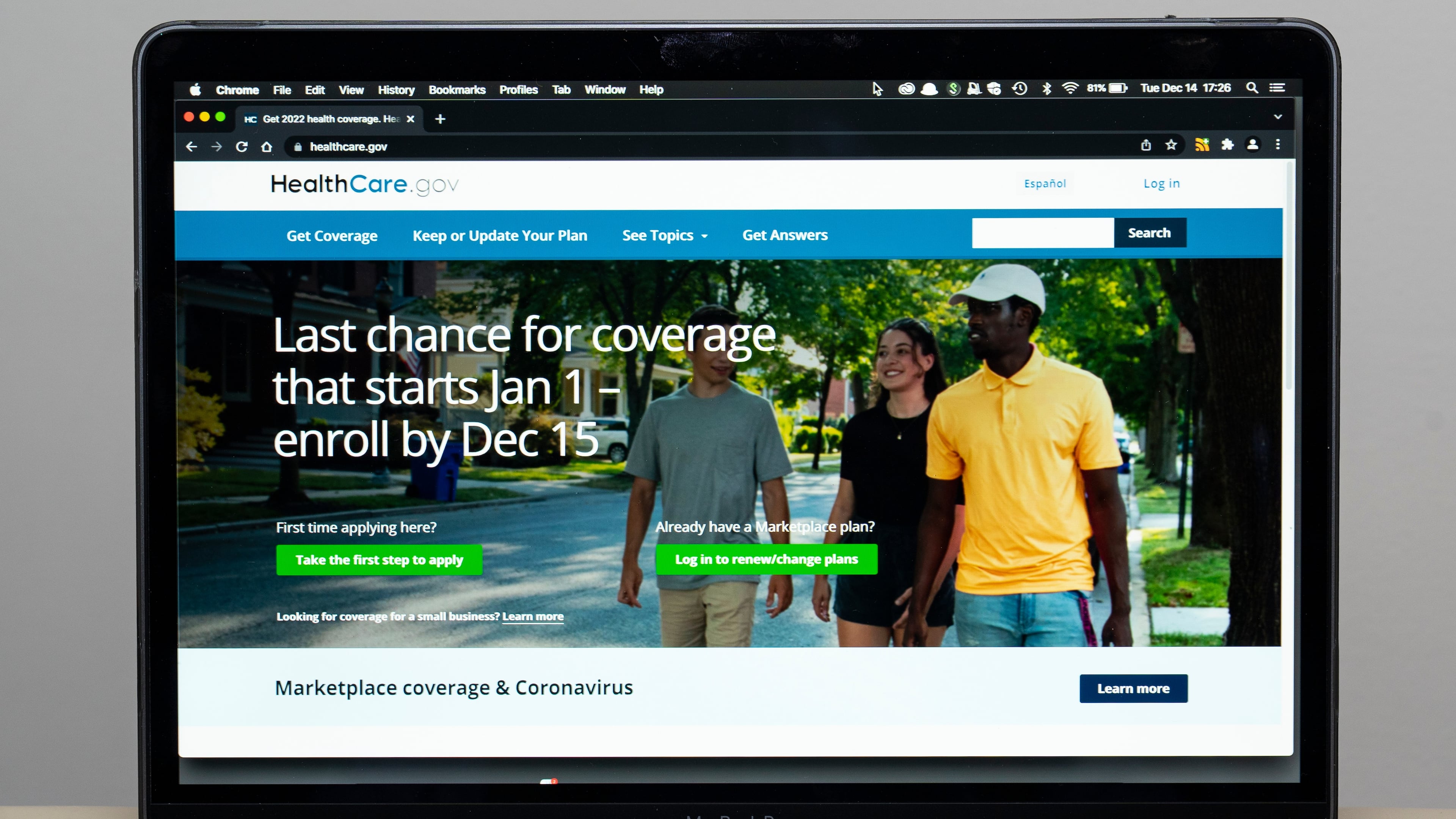 FILE - The healthcare.gov website is seen on Dec. 14, 2021, in Fort Washington, Md. (AP Photo/Alex Brandon, File)