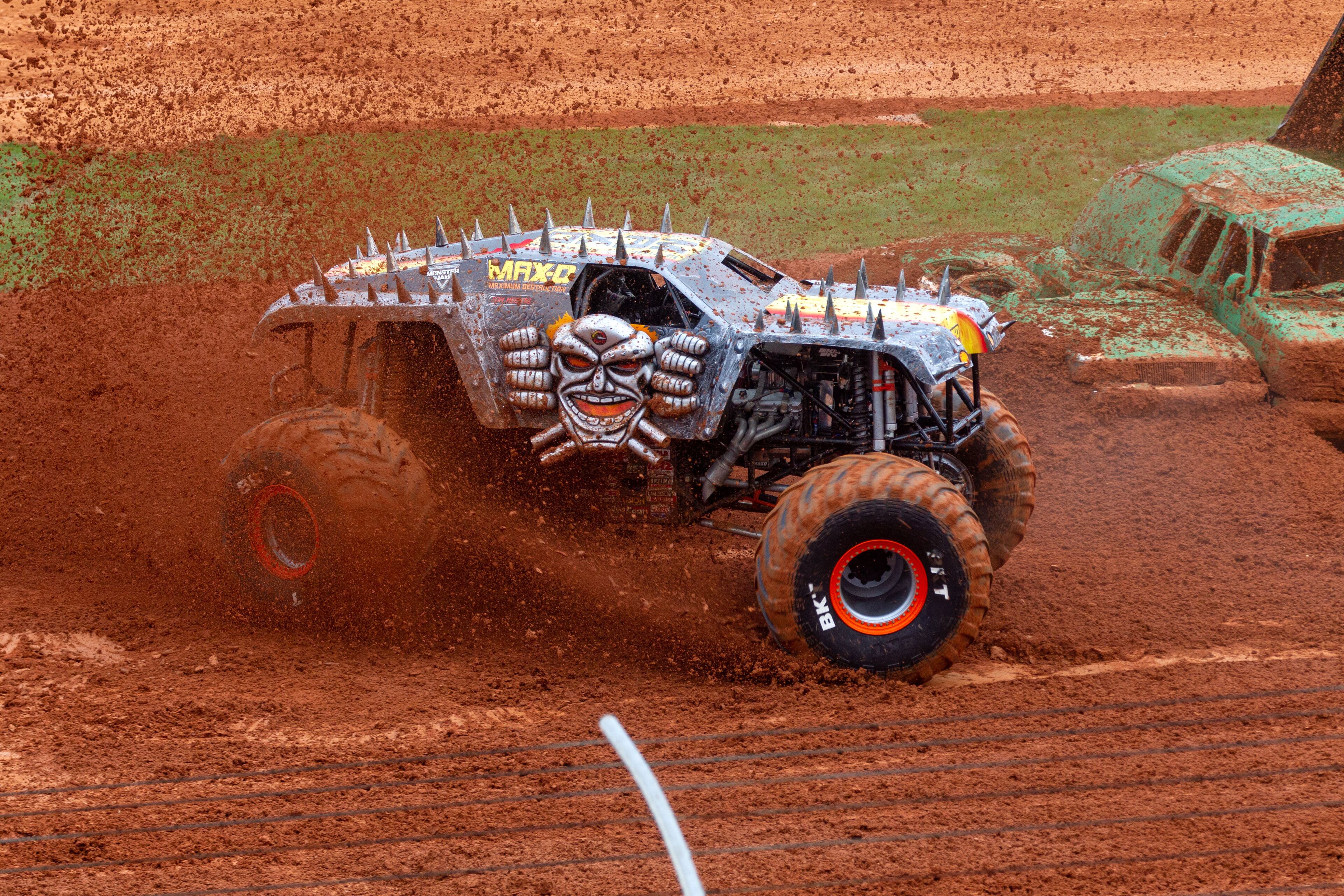 The Max-D truck runs through the course during Monster Jam at Atlanta Motor Speedway on Saturday, April 24, 2021. (Photo: Steve Schaefer for The Atlanta Journal-Constitution)