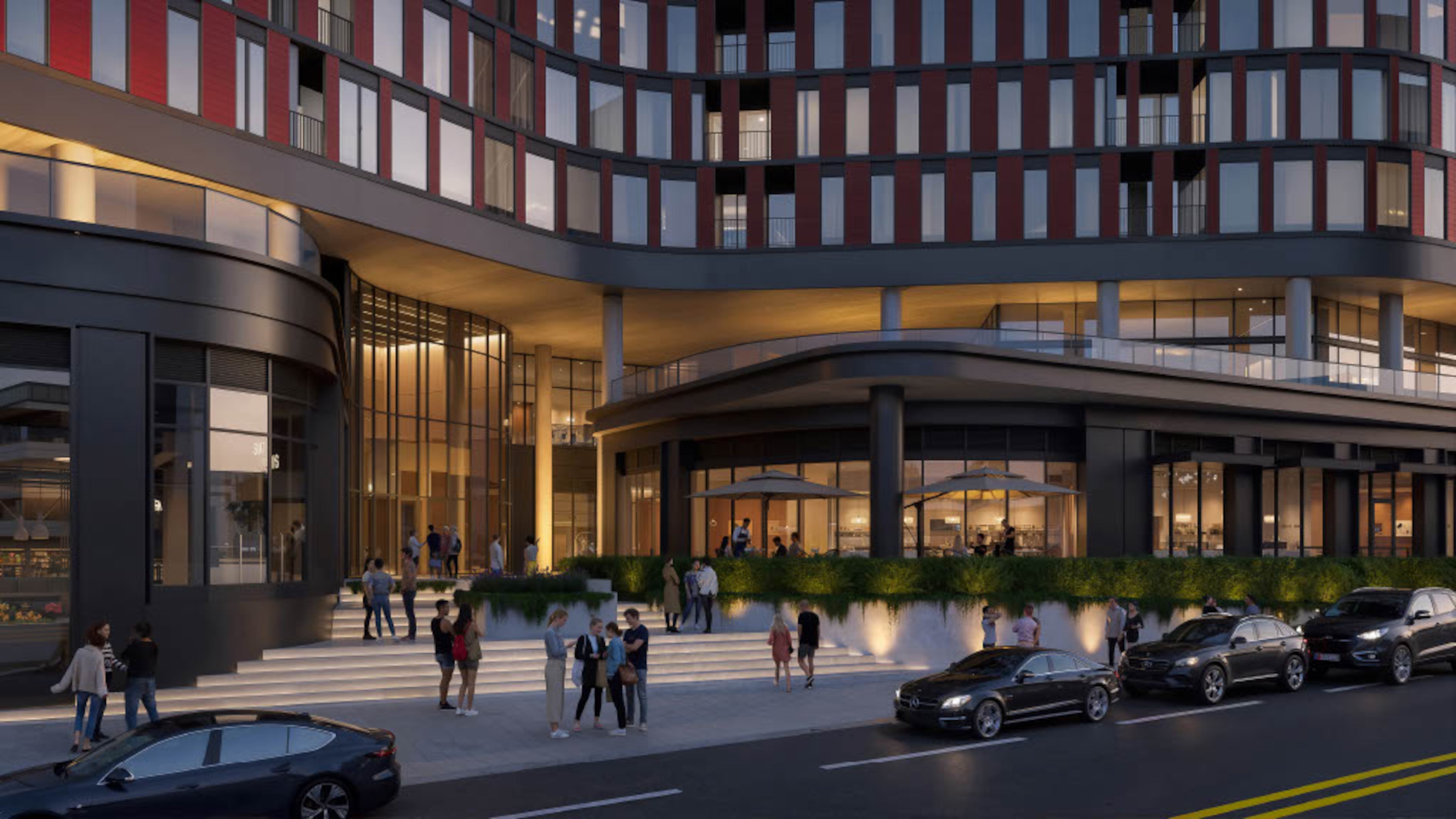 This is a rendering of a planned apartment building at Centennial Yards in downtown Atlanta. It's poised to occupy a site adjacent to the Richard B. Russell Federal Building and was detailed in a 2026 submission to the Atlanta development review committee. (Courtesy of Centennial Yards / Cooper Carry)