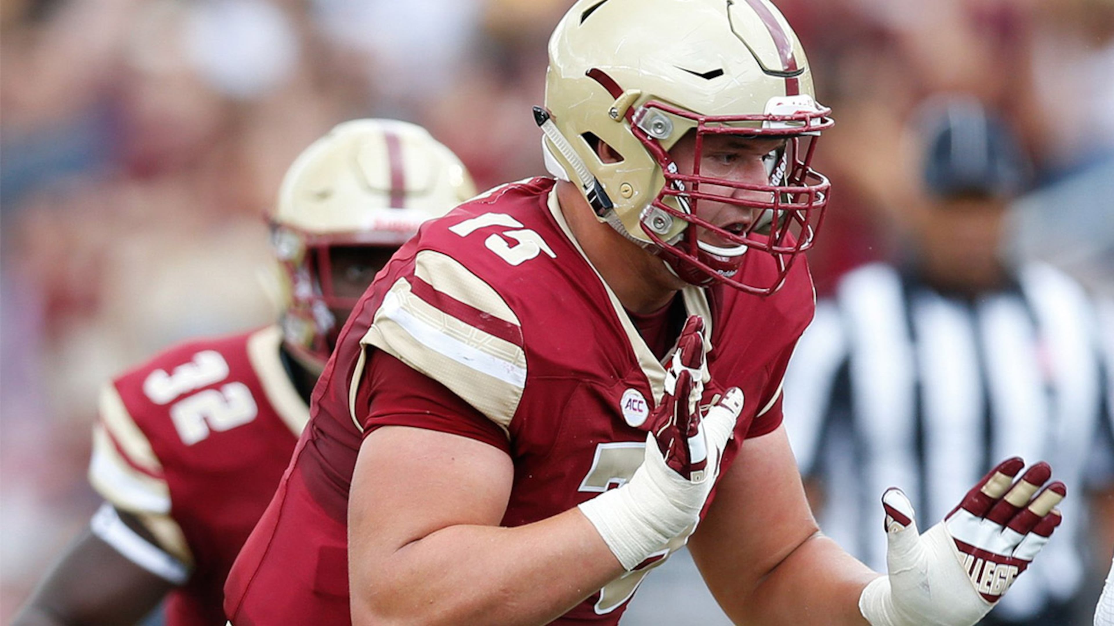 Falcons use 14th overall pick in 2019 NFL Draft on Chris Lindstrom, a guard at Boston College.