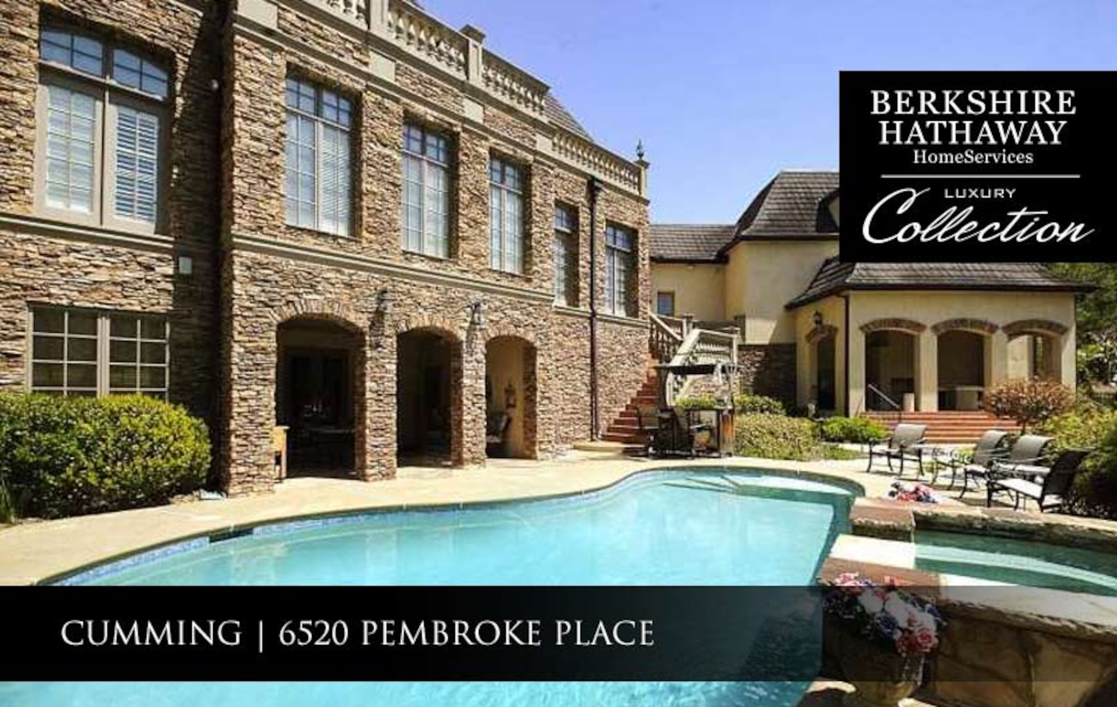 6520 Pembroke Place, Cumming, GA 30040. $1,850,000. 6 bedrooms, 6 full baths, 3 half baths. Contact Nathan Samples at 770-880-8059, Nathan.Samples@BHHSGeorgia.com.