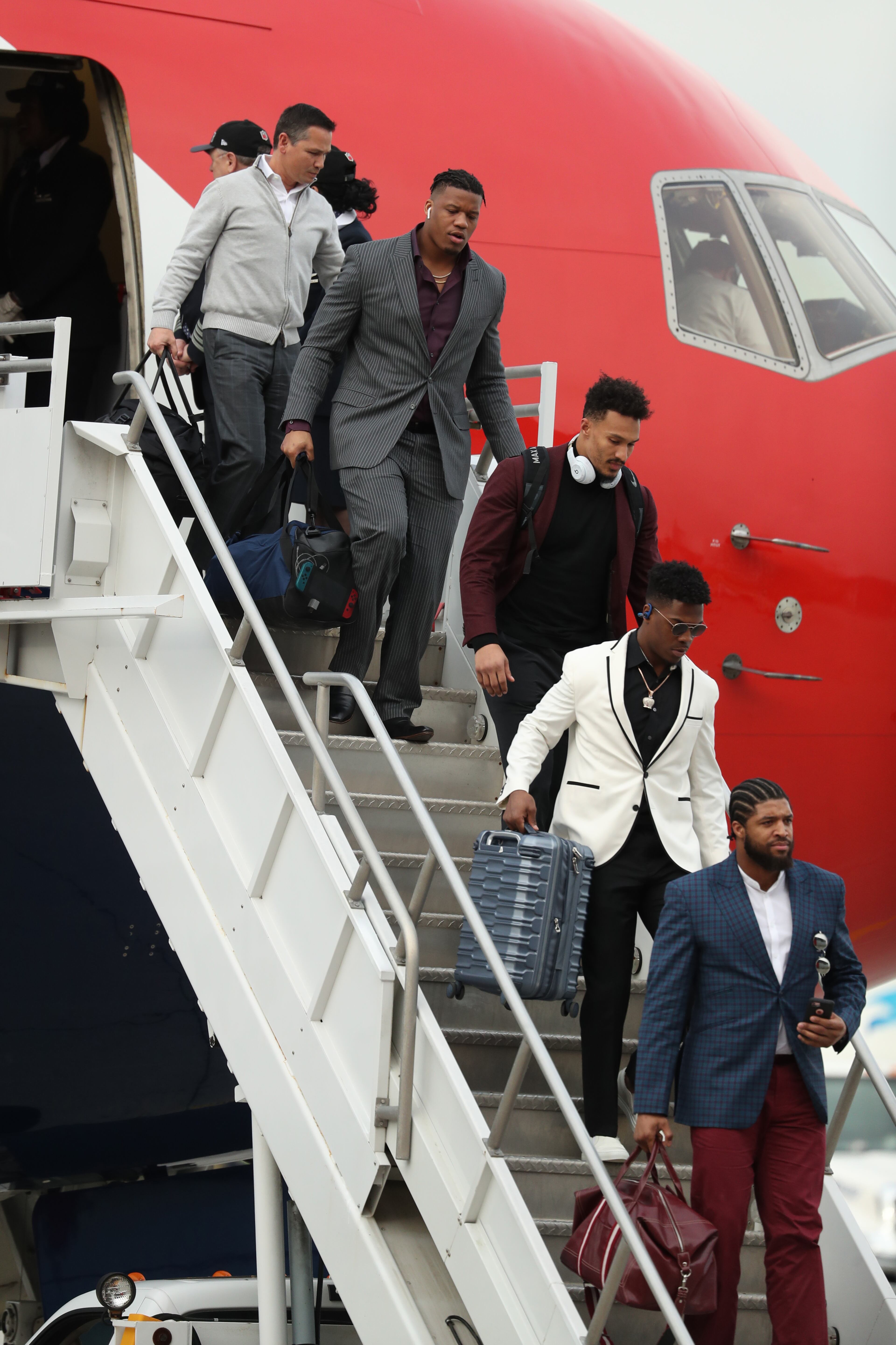 January 27, 2019 - Atlanta, Ga: The New England Patriots arrive in advance of Super Bowl LIII at Hartsfield-Jackson Atlanta International Airport Sunday, January 27, 2019 in Atlanta. (JASON GETZ/SPECIAL TO THE AJC)