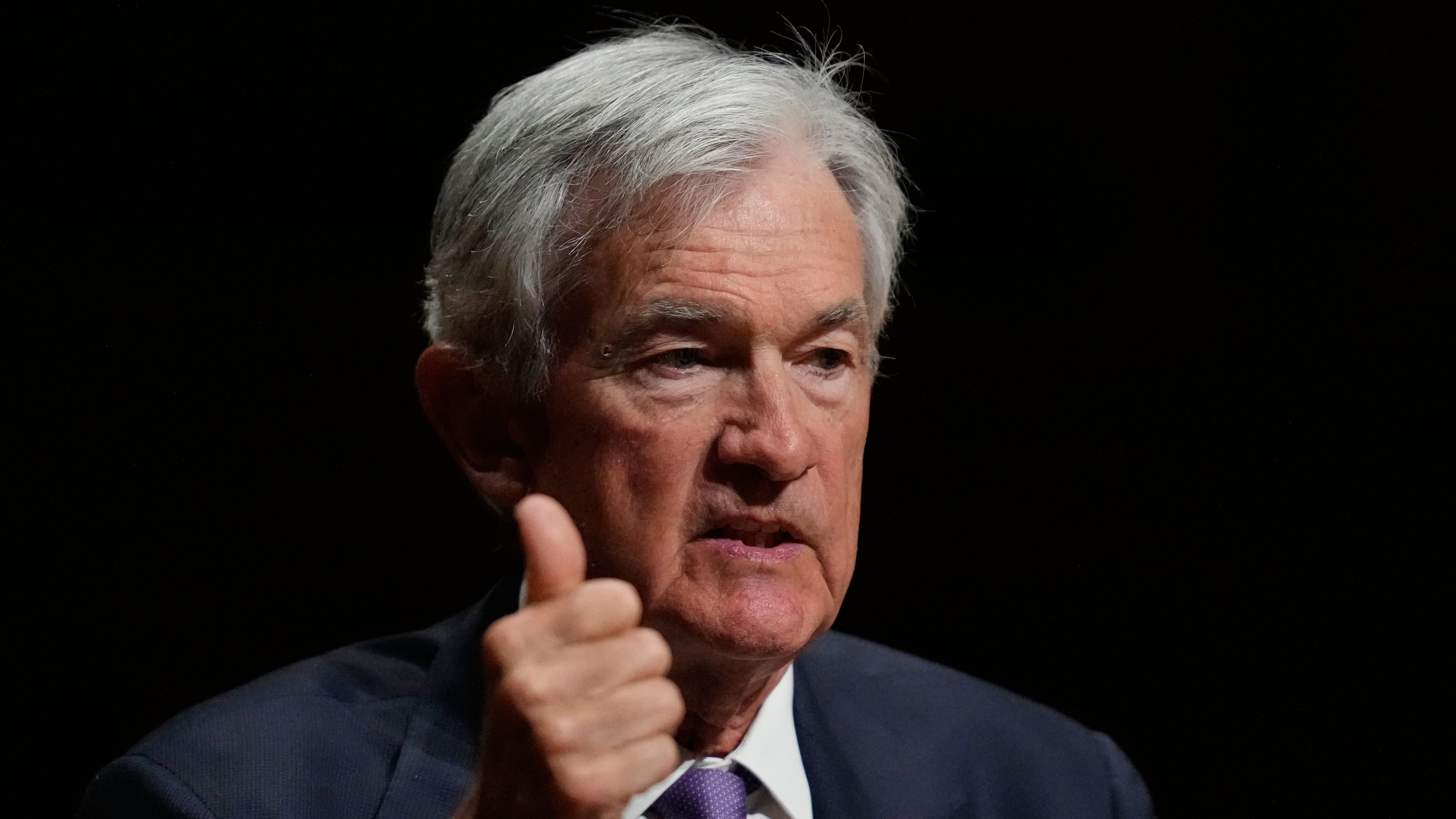 FILE - Federal Reserve Chair Jerome Powell addresses students at Harvard University, March 30, 2026, in Cambridge, Mass. (AP Photo/Charles Krupa, File)