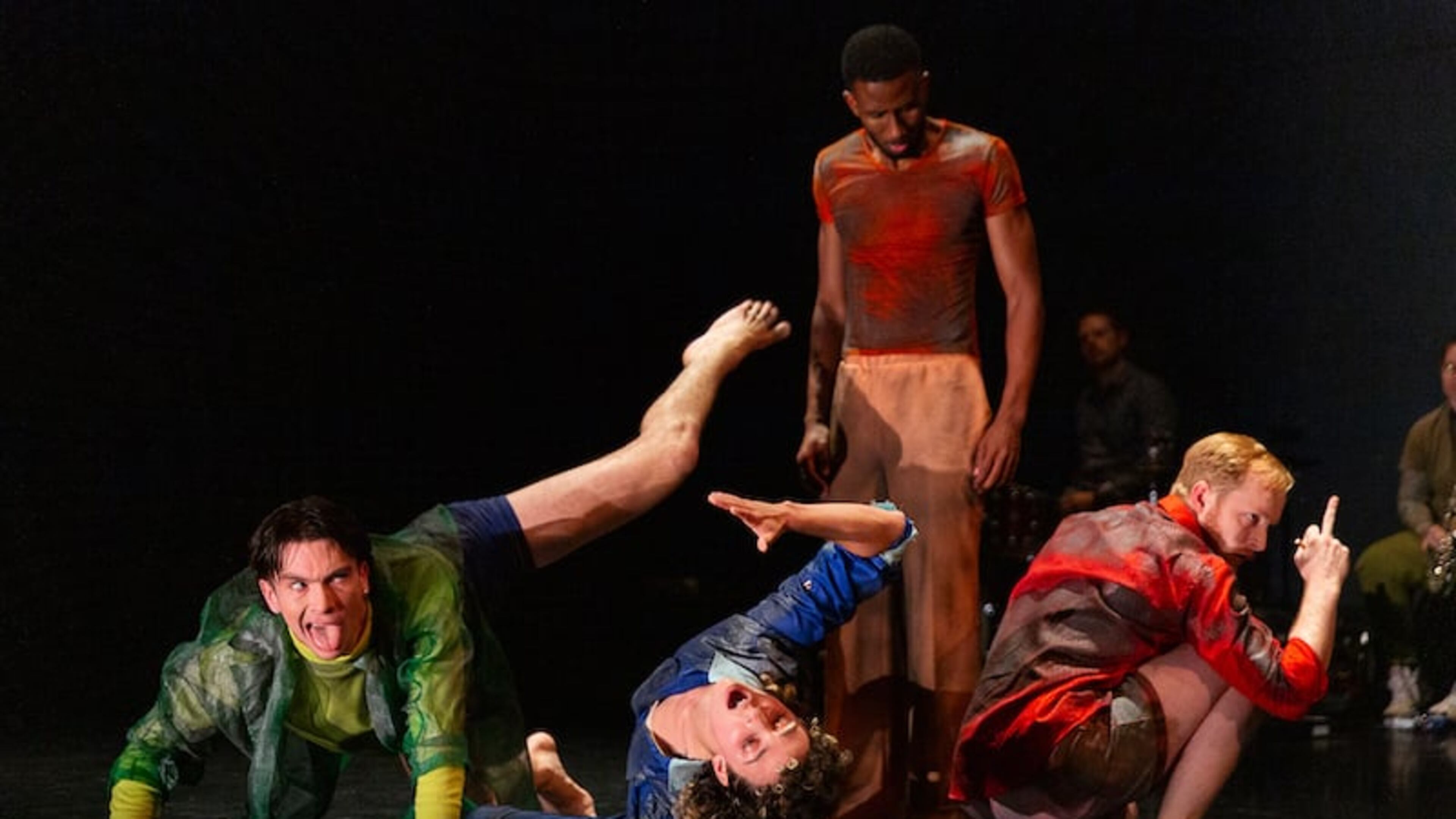 Henry Koskoff (from left), Kendall Ramirez, Darvensky Louis and Walter Apps in Annalee Traylor's "this thing is real." The choreographer created the dance as part of her Emory Arts Fellowship in Dance at Emory University in 2023.