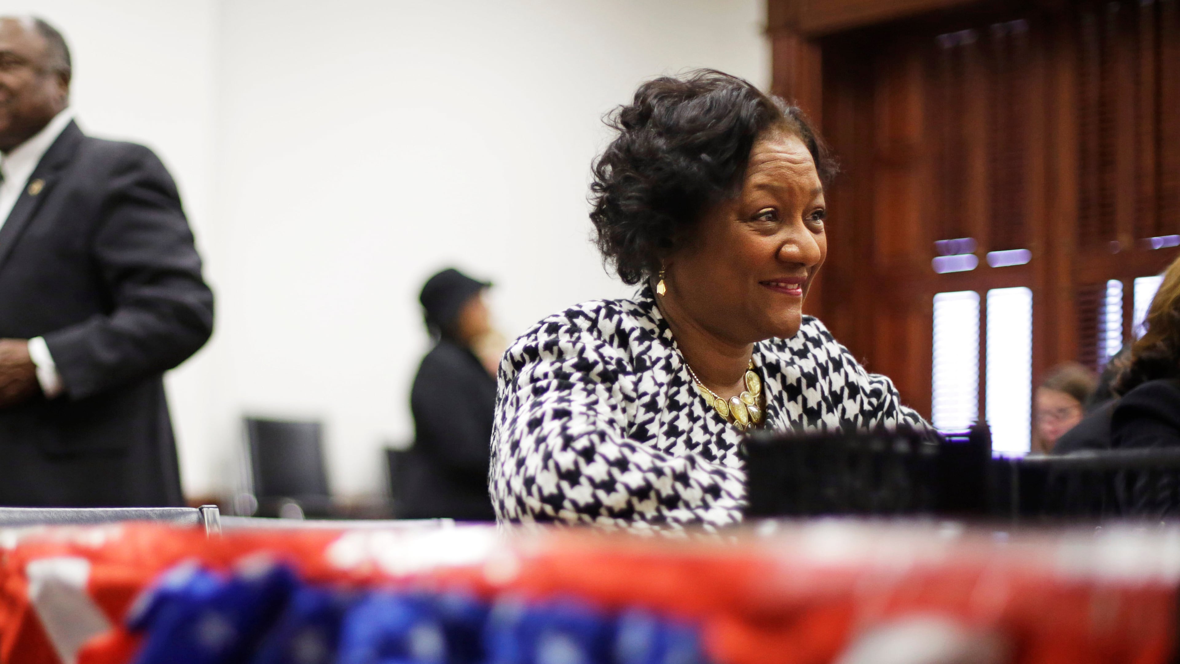 FILE - Georgia Rep. Karen Bennett, D-Stone Mountain, files for reelection, March 3, 2014, in Atlanta. (AP Photo/David Goldman, File)