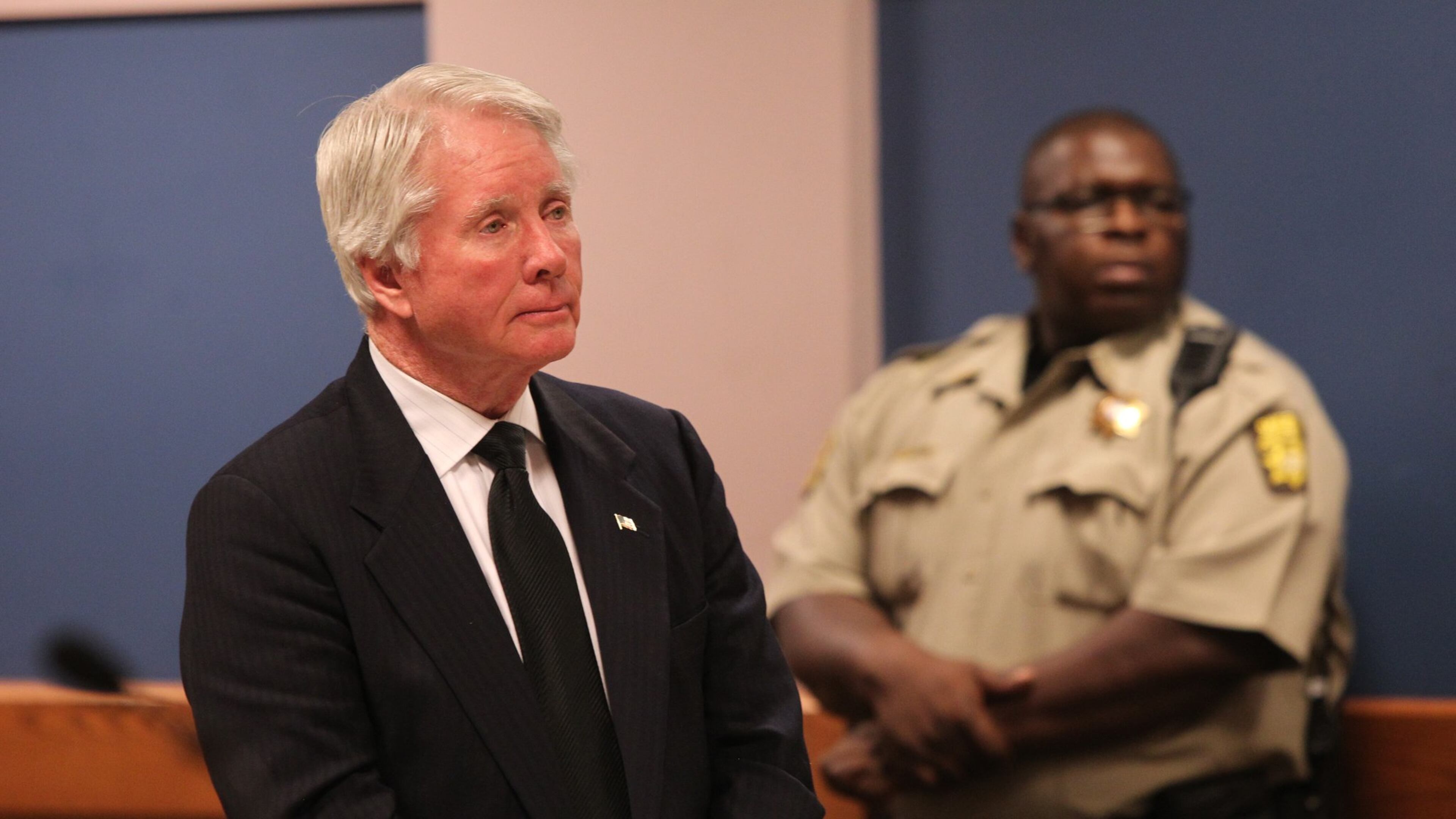 April 21, 2017, Atlanta, Georgia - Tex McIver listens during the hearing to revoke his bond conditions. Authorities conducting a search found a gun stored in a drawer full of socks at his home. One of the conditions of McIver’s bond was that he was not to have any guns. (HENRY TAYLOR / HENRY.TAYLOR@AJC.COM)