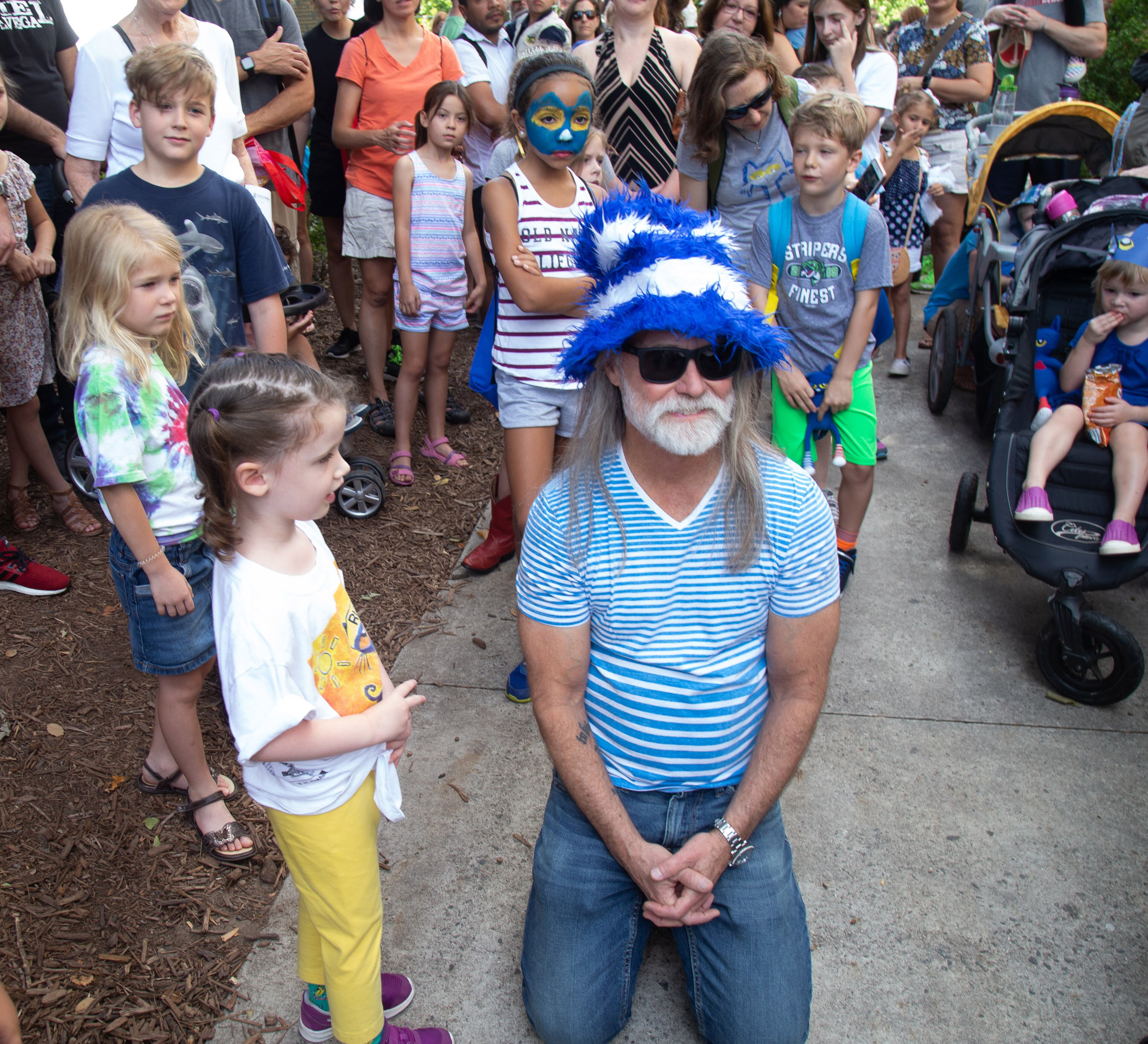 Author James Dean talks with children before the start of the Childrens Parade during the AJC Decatur Book Festival on Sunday, September 1, 2019. STEVE SCHAEFER / SPECIAL TO THE AJC