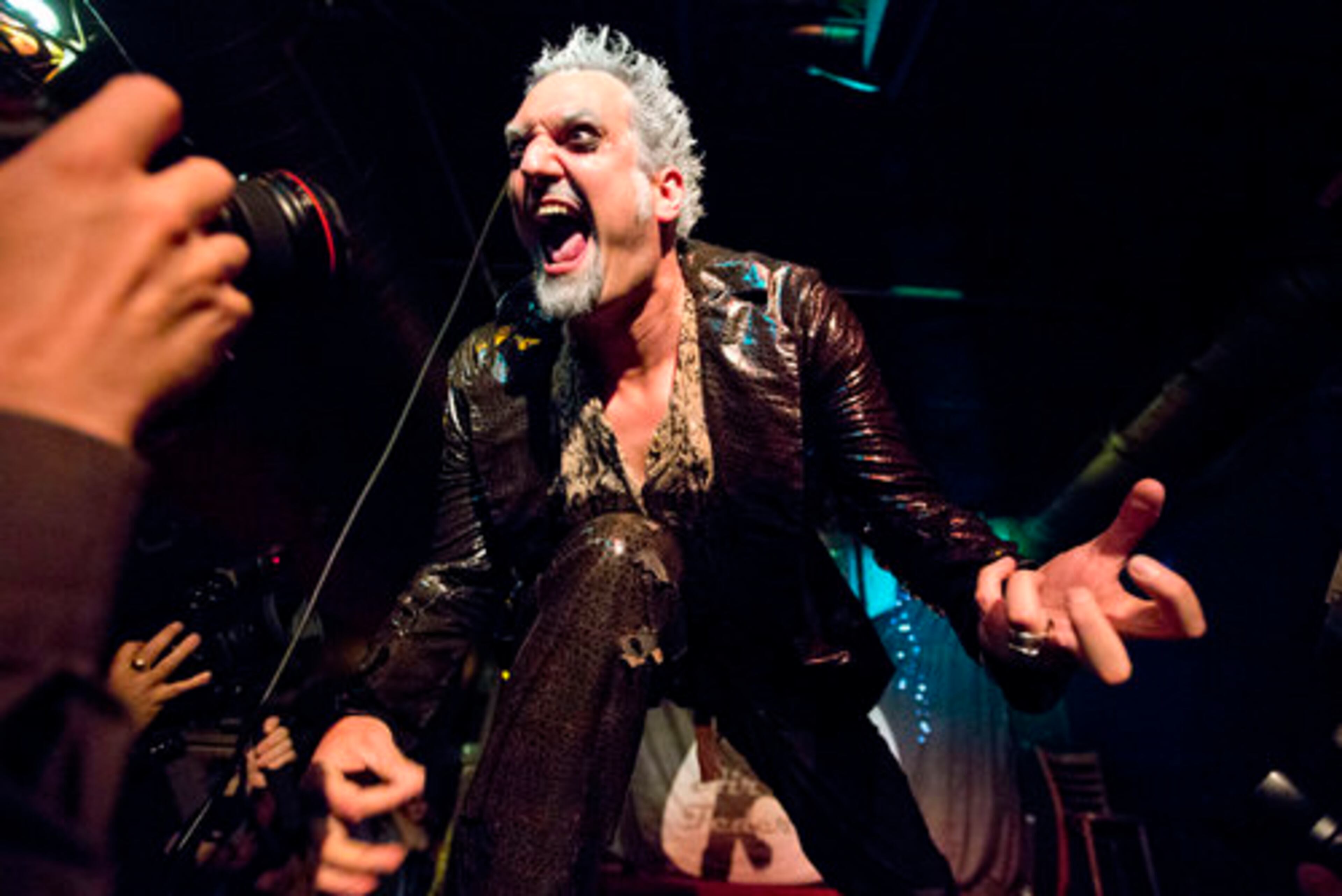 Mathias Mertens, aka "Eric Nu Matic," was among 10 performers Saturday in Berlin, vying to represent Germany in the Air Guitar Championships next month in Finland.