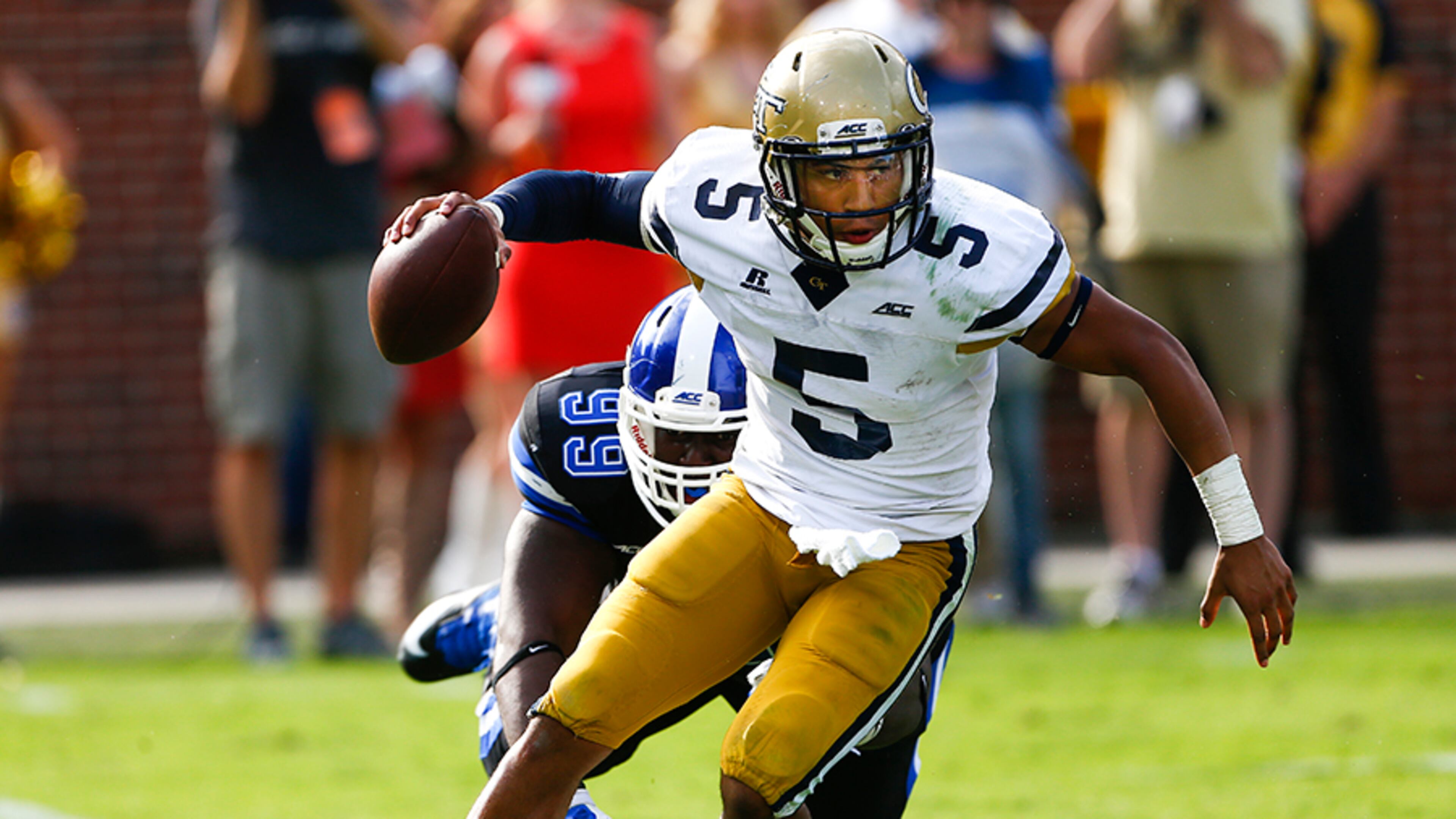 Georgia Tech quarterback Justin Thomas injured his ankle in Saturday’s game against Duke.