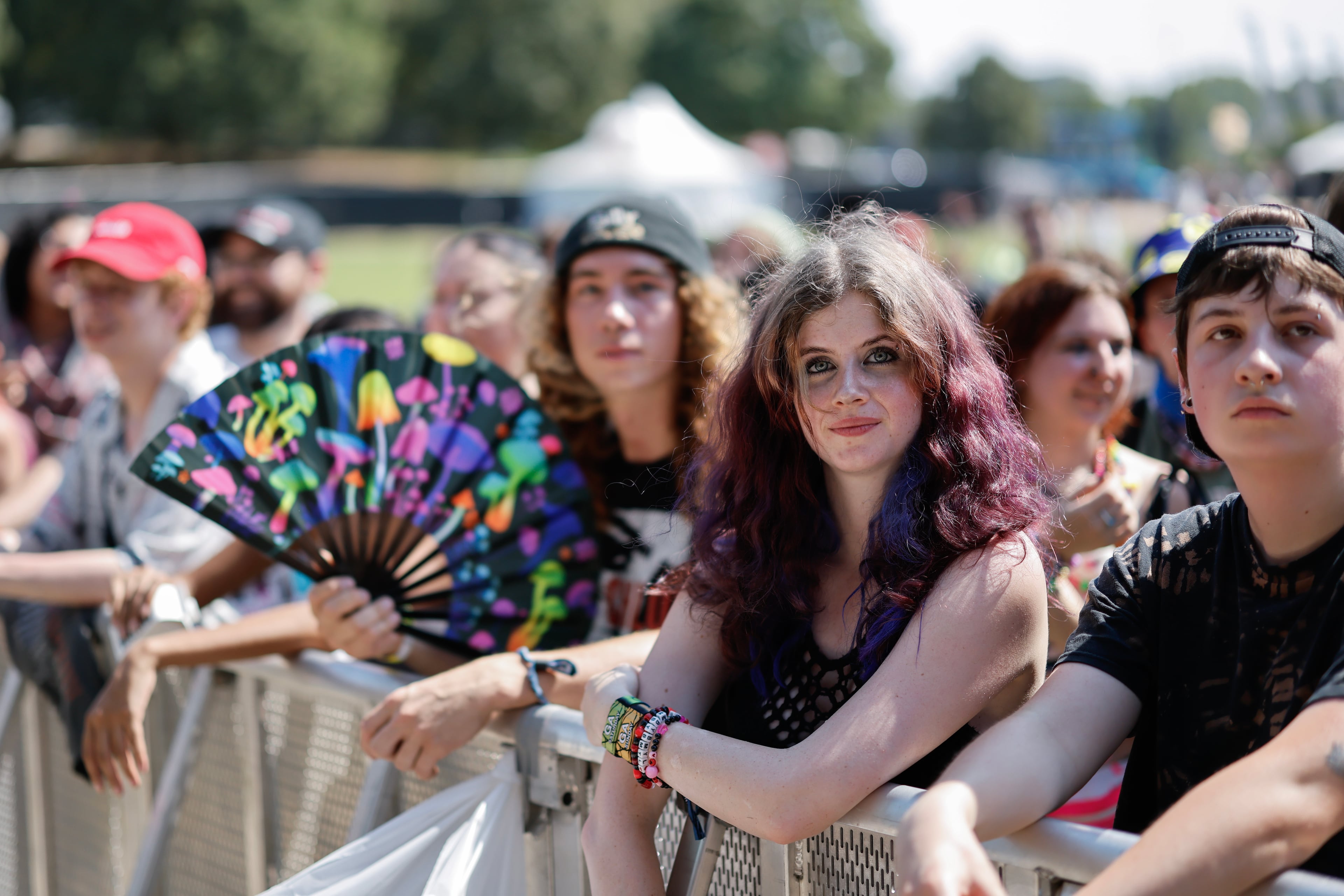 People gather to hear Sir Chloe perform during the Shaky Knees music festival at Piedmont Park, Saturday, Sept. 19, 2026, in Atlanta. (Erik S. Lesser for the AJC)