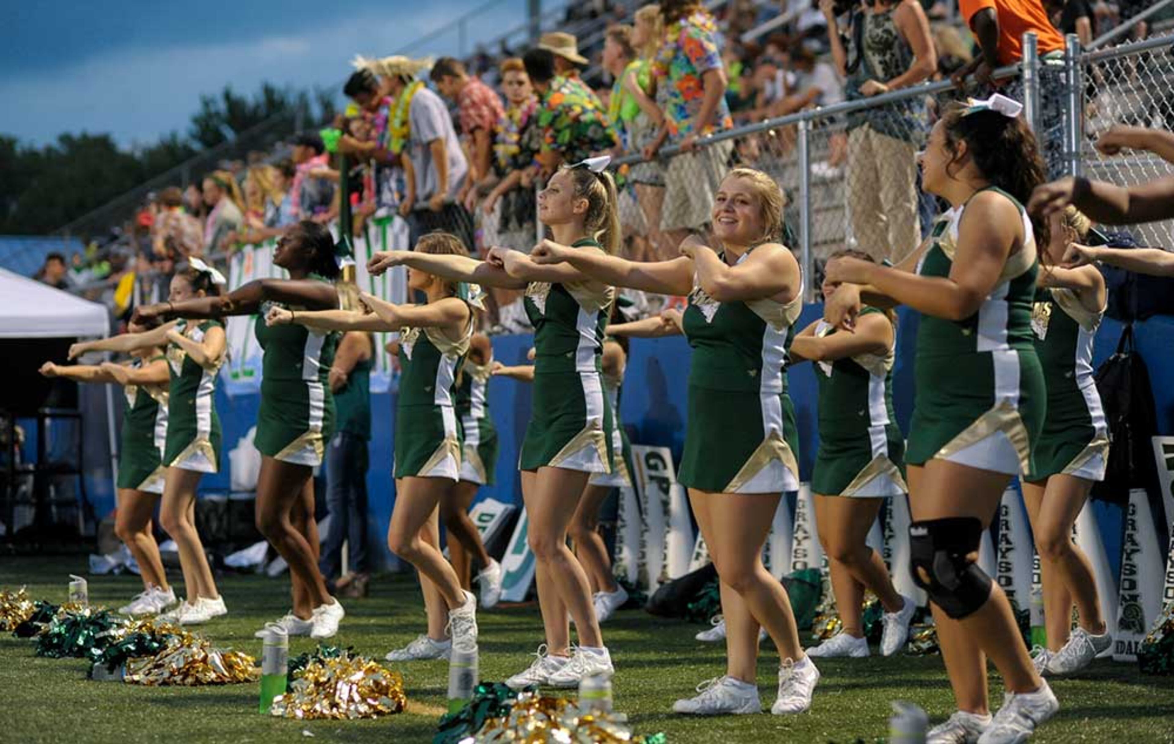 Grayson cheeleaders cheer for the Rams during Friday's game at McEachern.