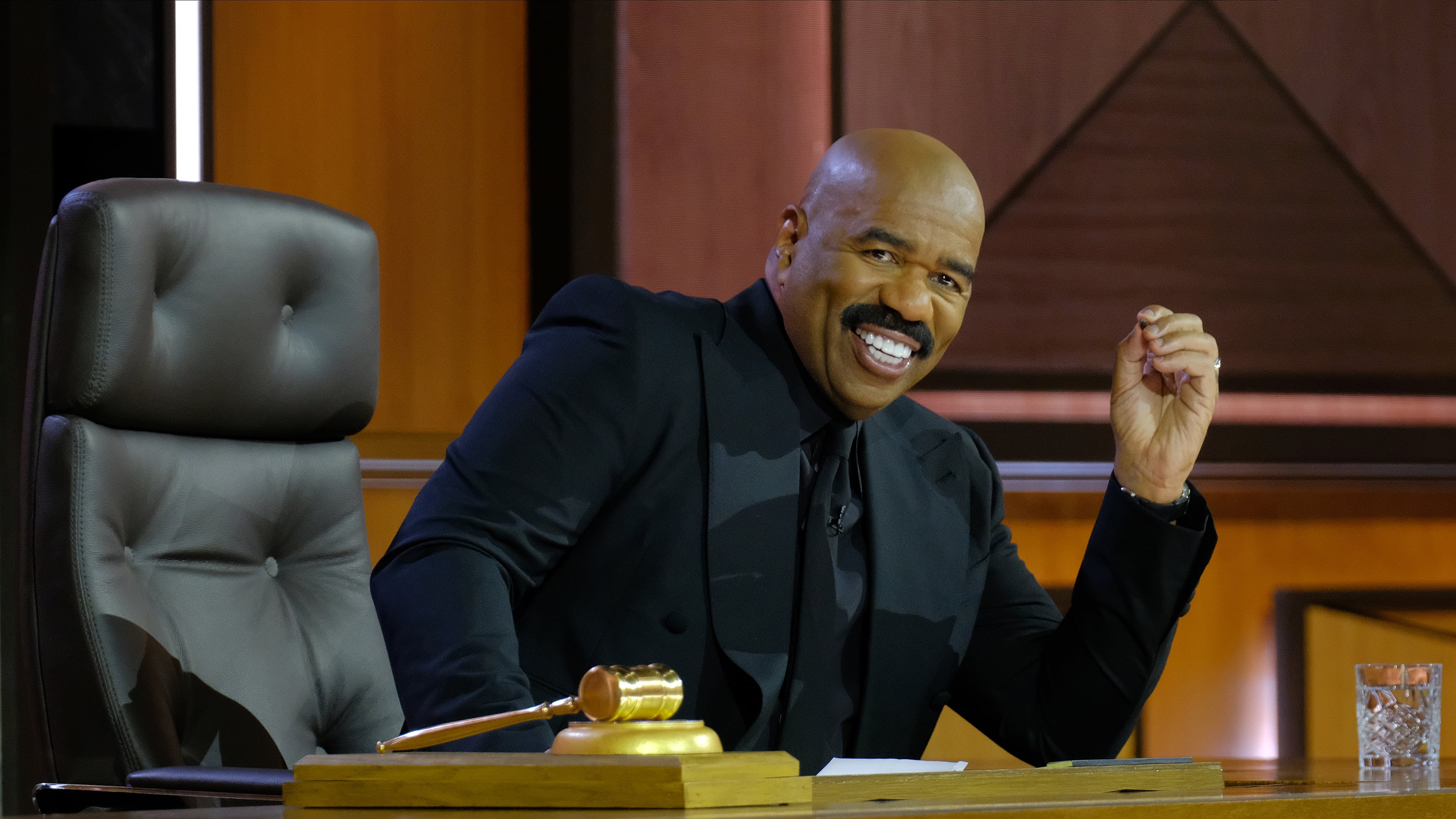 JUDGE STEVE HARVEY - Steve Harvey serves as judge, jury and star, and must rule on various cases in his courtroom based on good old common sense. Cases include exes in legal battles over car loans, trip reimbursements and former best friends suing over a football bet, weekly on ABC. (ABC/Erika Doss)