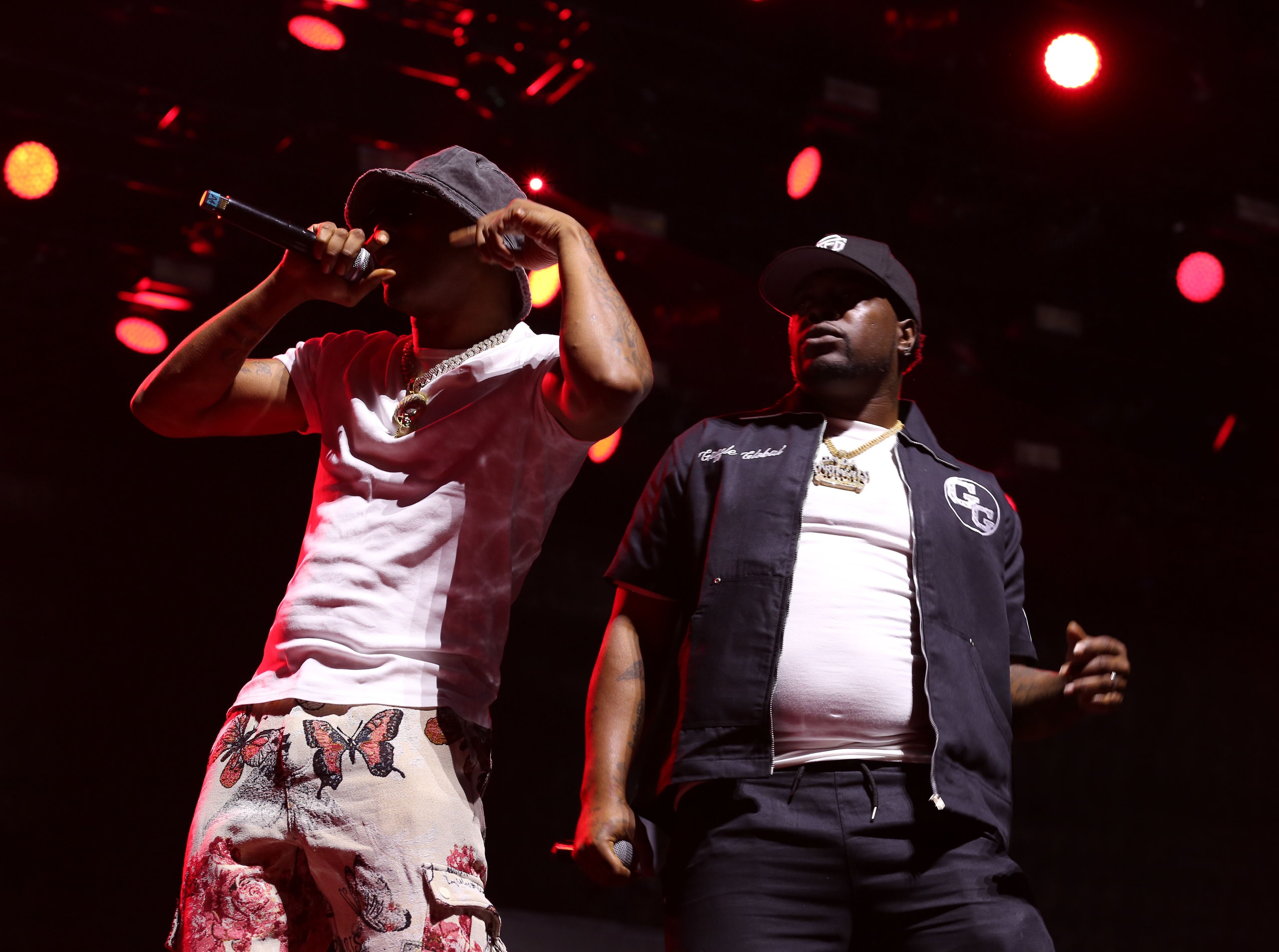 Rap group Dem Franchize Boyz perform alongside music producer Jermaine Dupri, during his "The South Got Something to Say" show at the Caesars Superdome in New Orleans. The Essence Festival is celebrating it’s 29th year, and the 50th anniversary of hip-hop. (TYSON HORNE / TYSON.HORNE@AJC.COM)