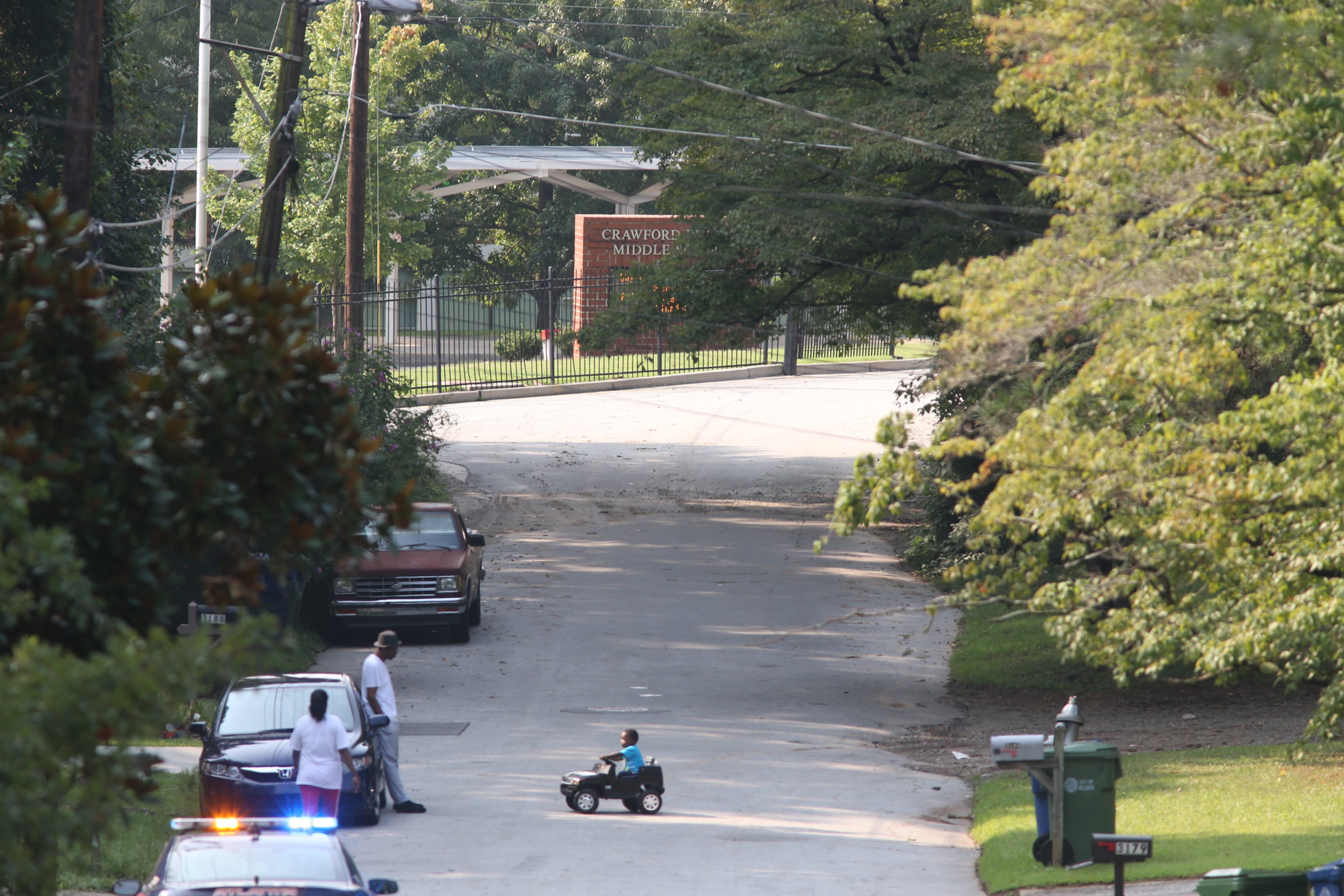 Crawford W Long Middle School on Latona Drive in southwest Atlanta was evacuated after a bomb threat was called in early Friday, Aug. 8, 2014.
