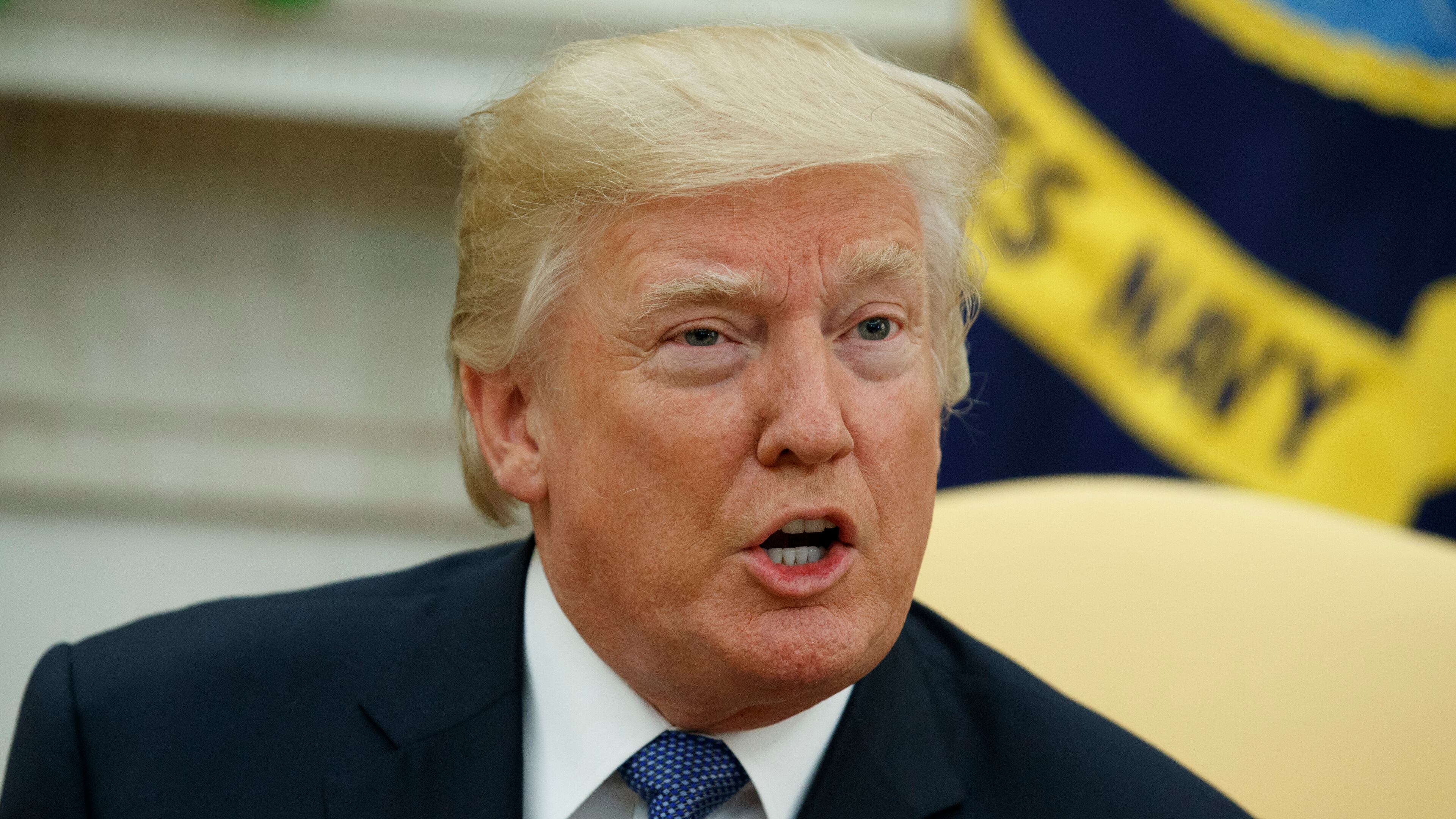In this Tuesday, Oct. 10, 2017 file photo, President Donald Trump speaks during a meeting in the Oval Office of the White House, in Washington. (AP Photo/Evan Vucci, File)