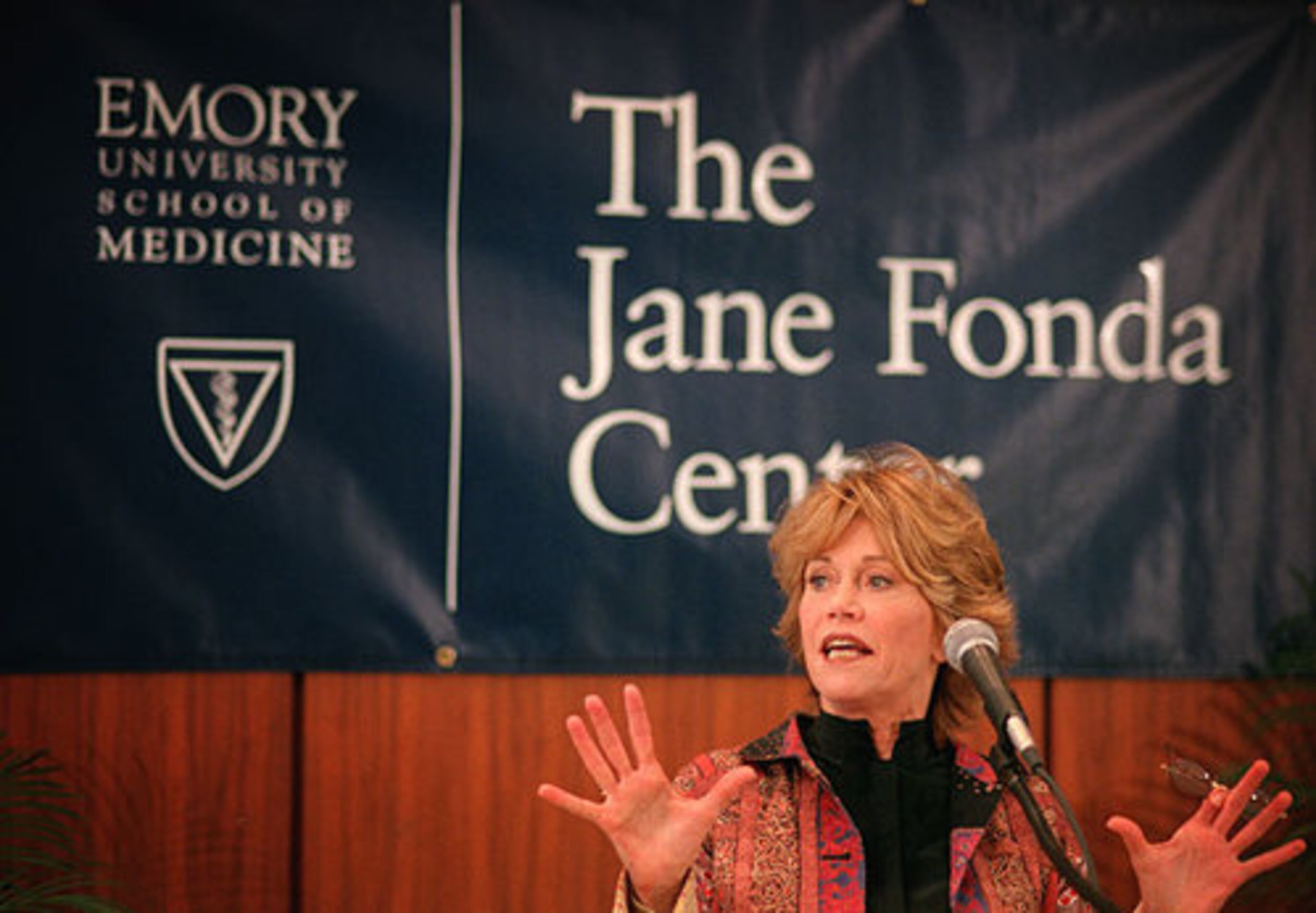 Fonda spoke at Emory University in 2001 about The Jane Fonda Center at Emory University, the School of Medicine's center for adolescent reproductive health.