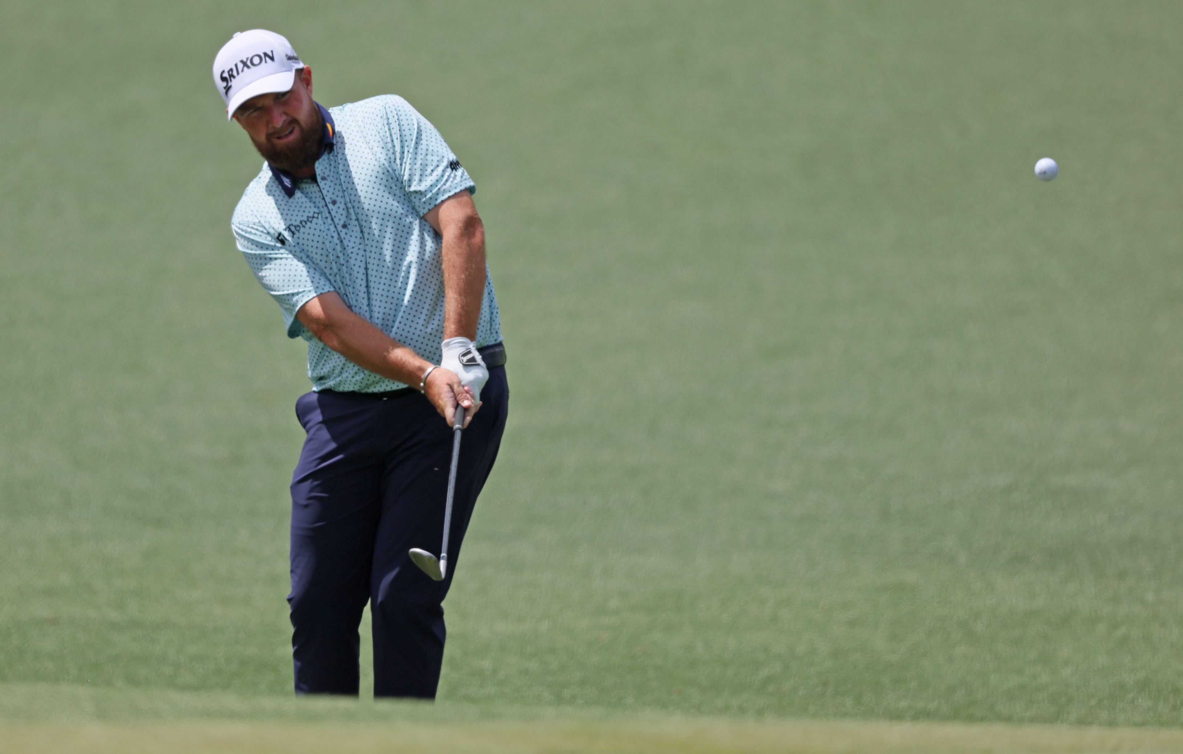 Shane Lowry chips to second green during third round of the Masters golf tournament, at Augusta National Golf Club, Saturday, April 12, 2025, in Augusta, Ga. (Jason Getz / AJC)