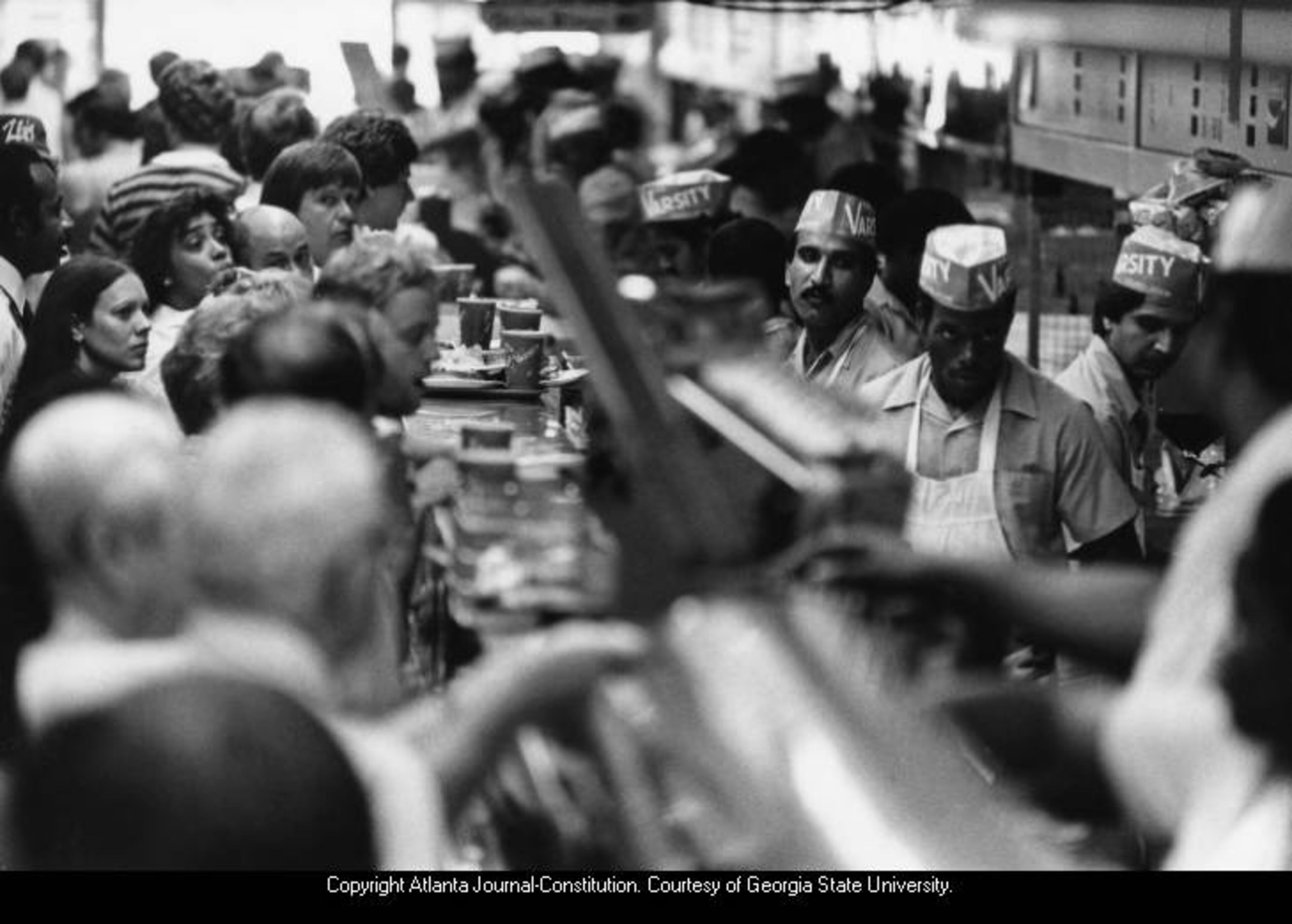 1983 -- It’s the usual busy scene inside the Varsity, a downtown landmark since 1928. AJC FILE