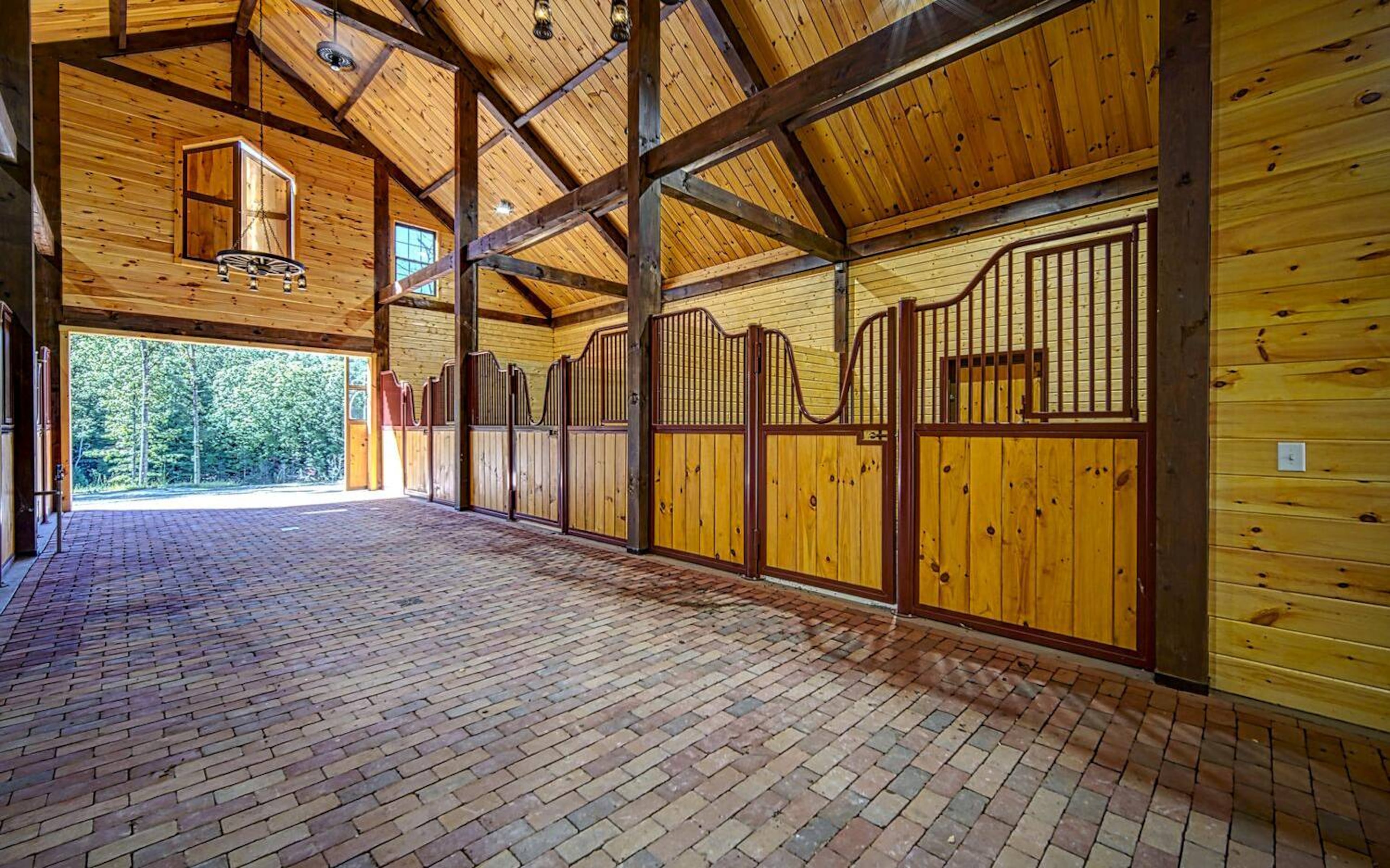 Five stall timber-frame barn.