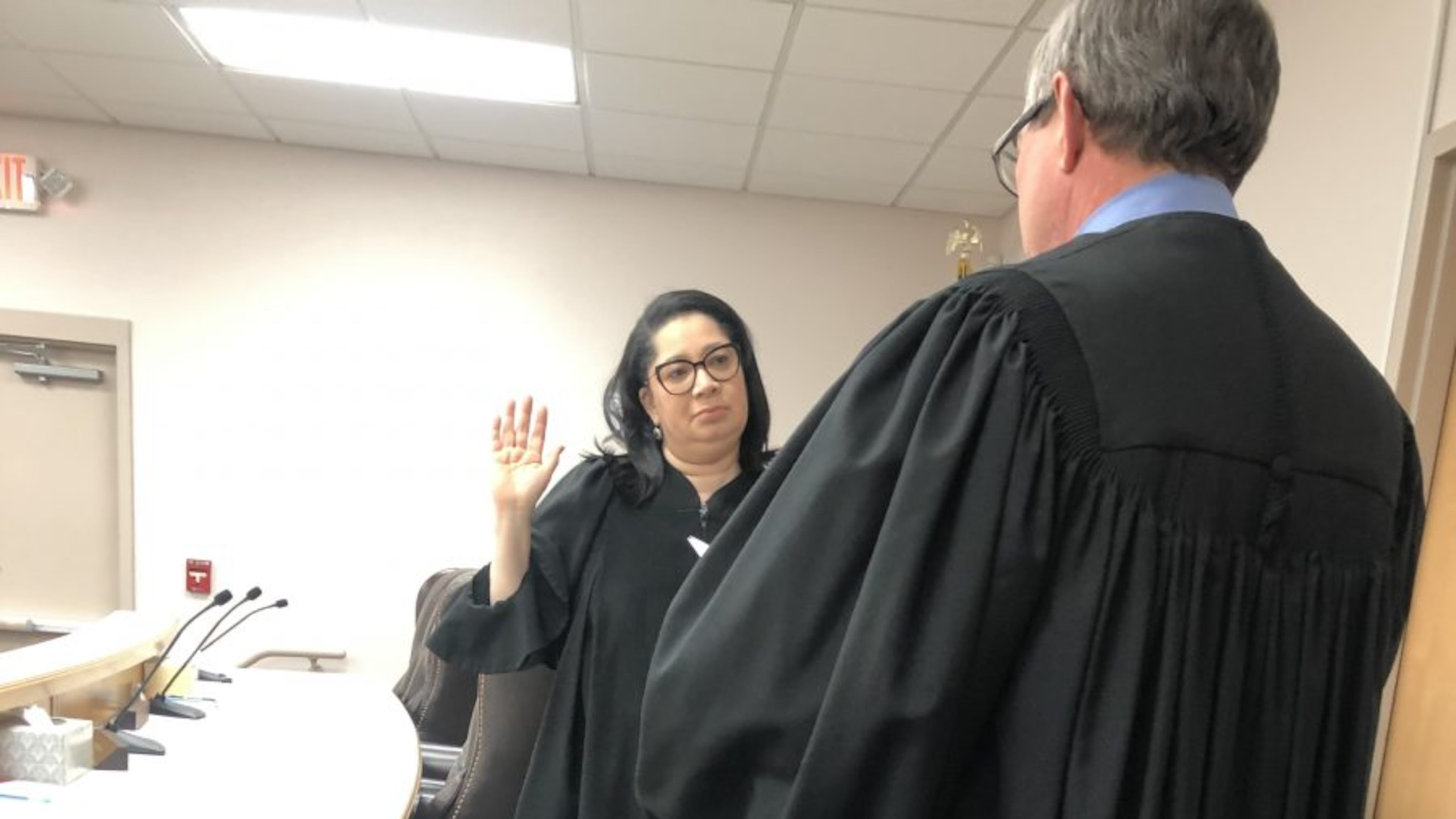 Dacula Judge Brogdon congratulated Judge Fluker and welcomed her to Dacula Municipal Court. (Courtesy City of Dacula)