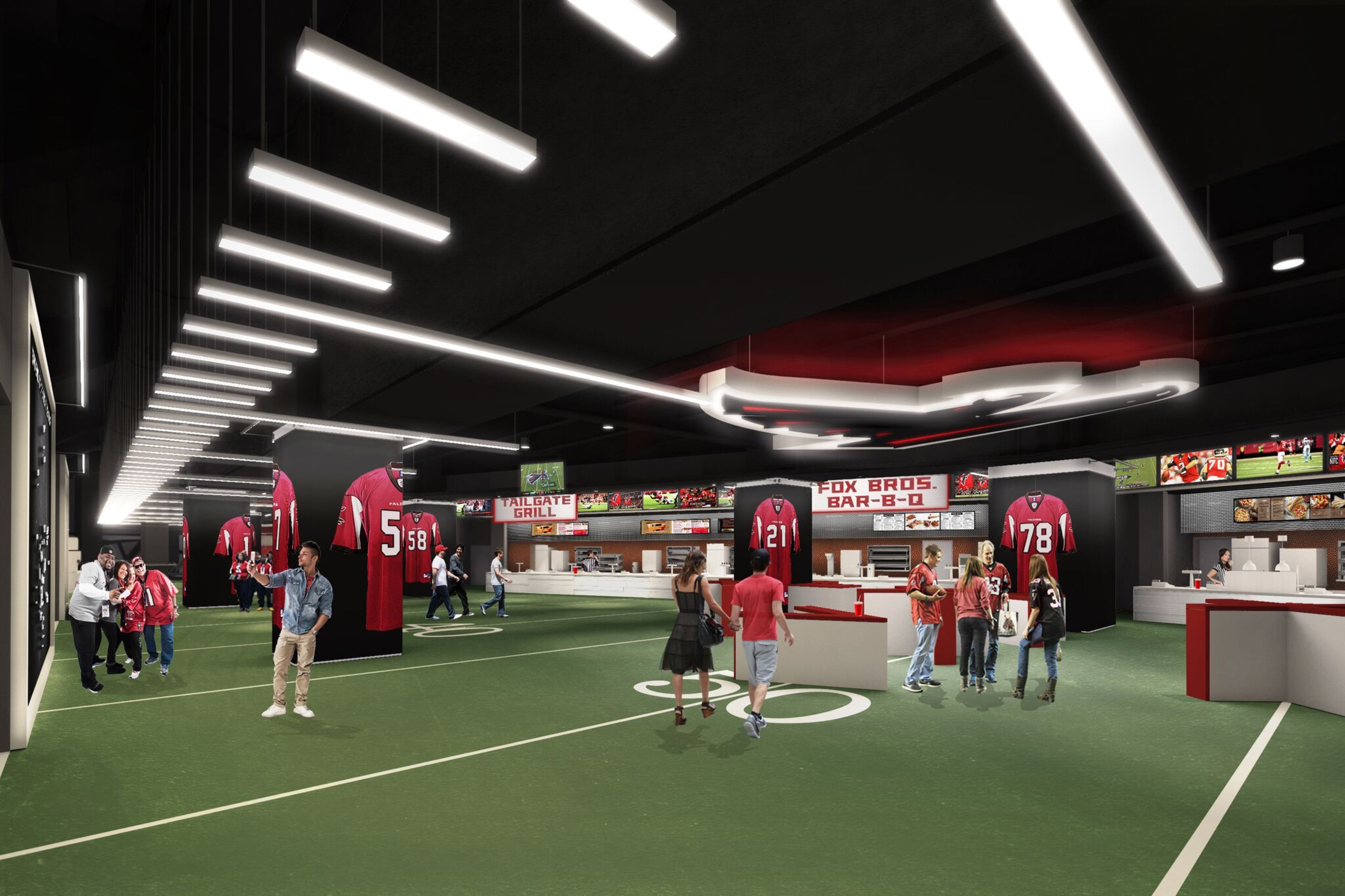 A new rendering of the “100 Yard Club” at Mercedes-Benz Stadium.