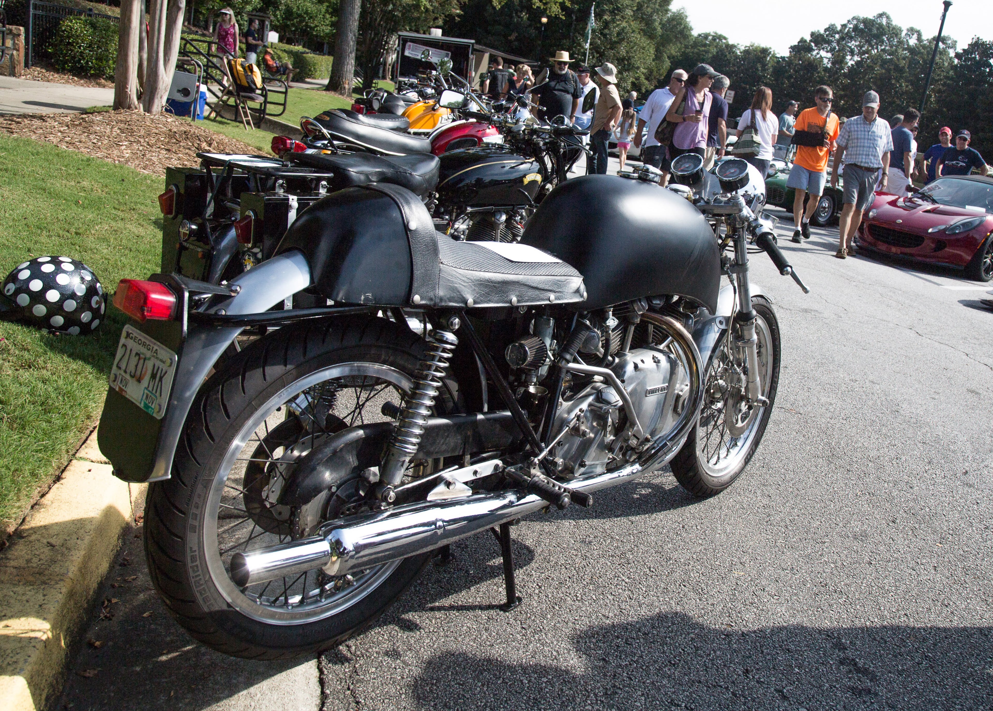 A 1971 Egli Vincent Motorcycle was one of the more than 400 cars and motorcycles on display at the 8th annual Atlanta British Car Fayre in downtown Norcross on Saturday, Sept. 8, 2018. (Photo: STEVE SCHAEFER / SPECIAL TO THE AJC)