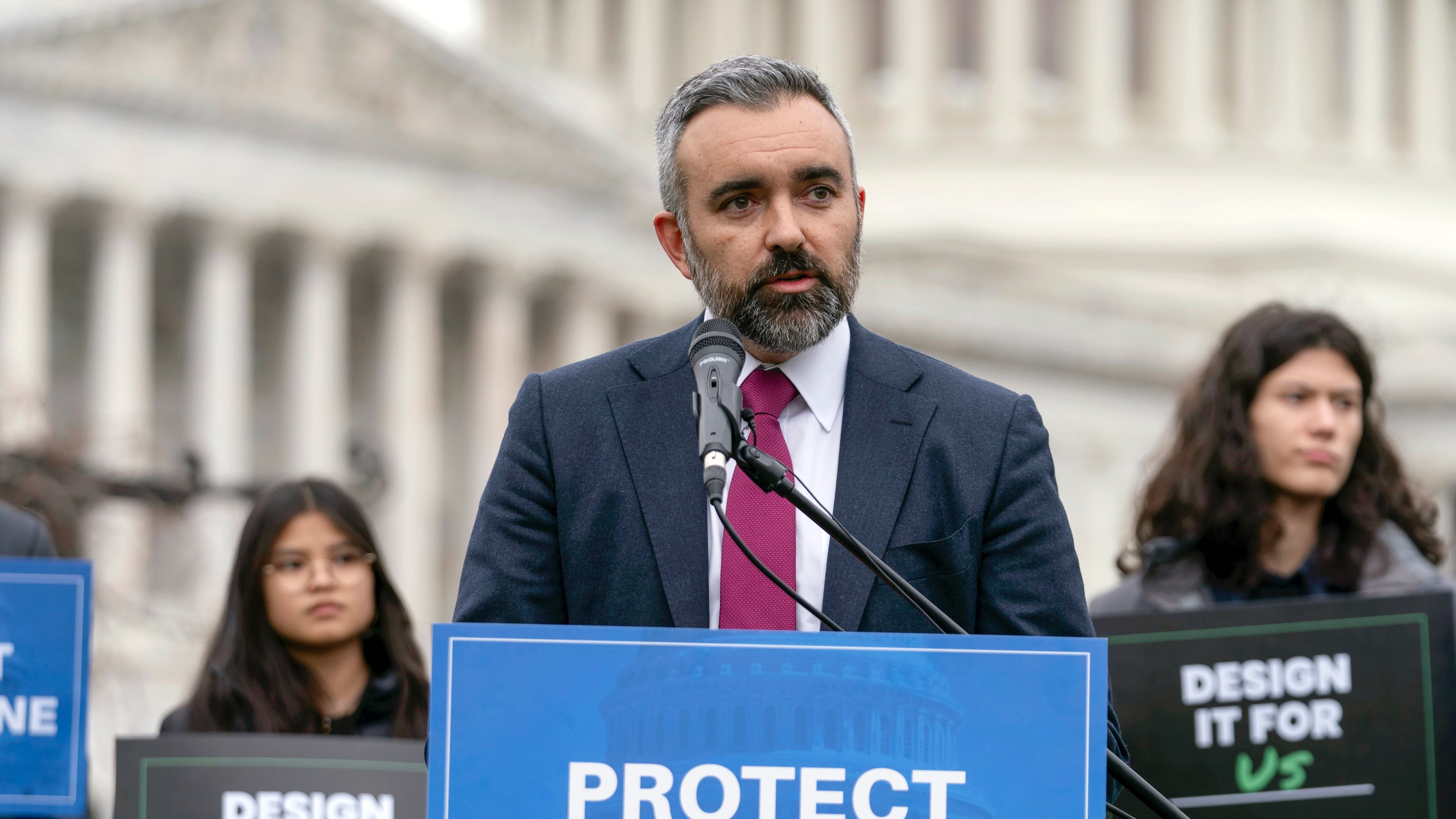 FILE - New Mexico Attorney General Raúl Torrez speaks during a rally to protect kids online on Capitol Hill in Washington, Wednesday, Jan. 31, 2024. (AP Photo/Jose Luis Magana, File)