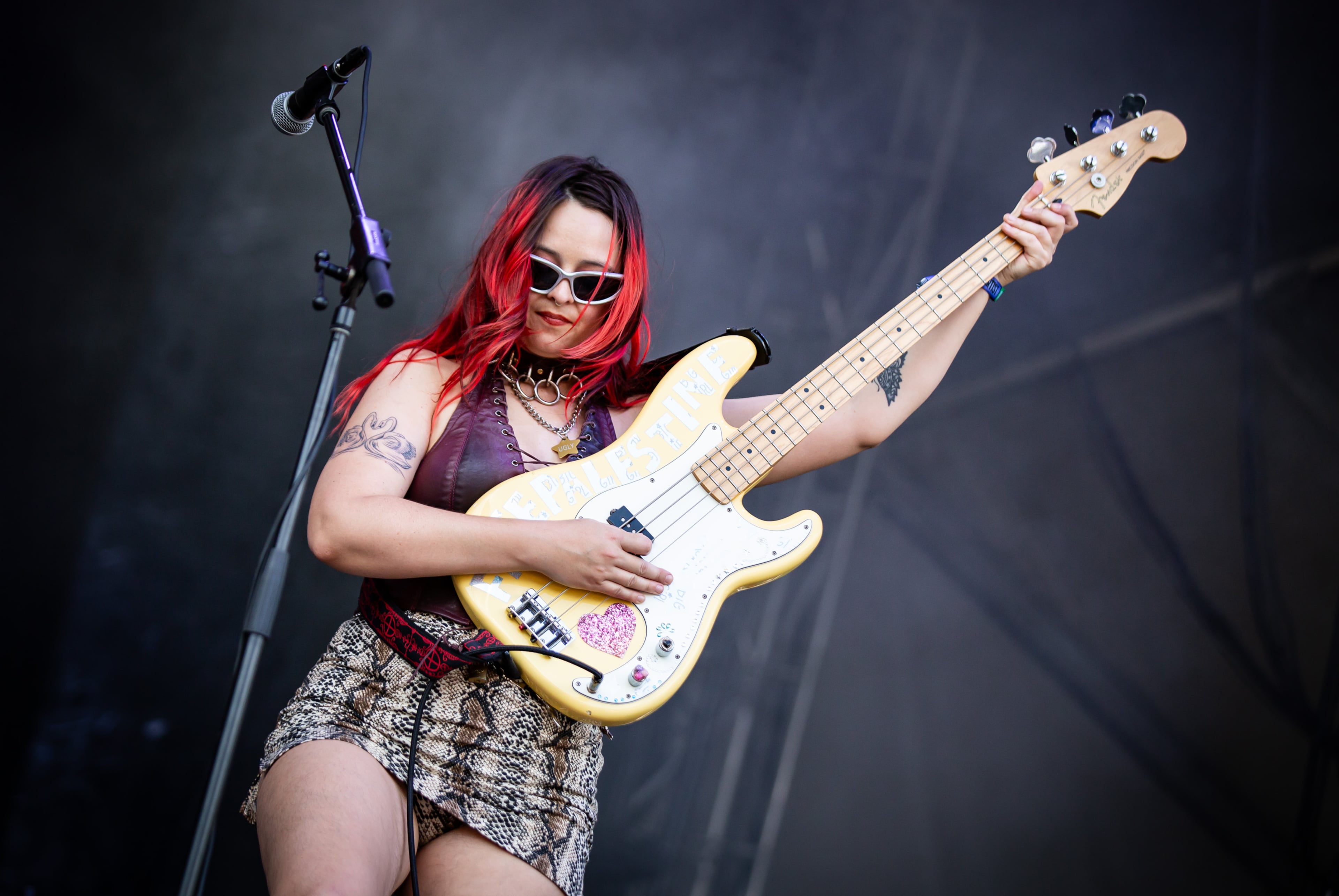 The Lambrini Girls perform on Day 1 of Shaky Knees at Piedmont Park on Friday, Sept. 19, 2025, in Atlanta. (Ryan Fleisher for the AJC)