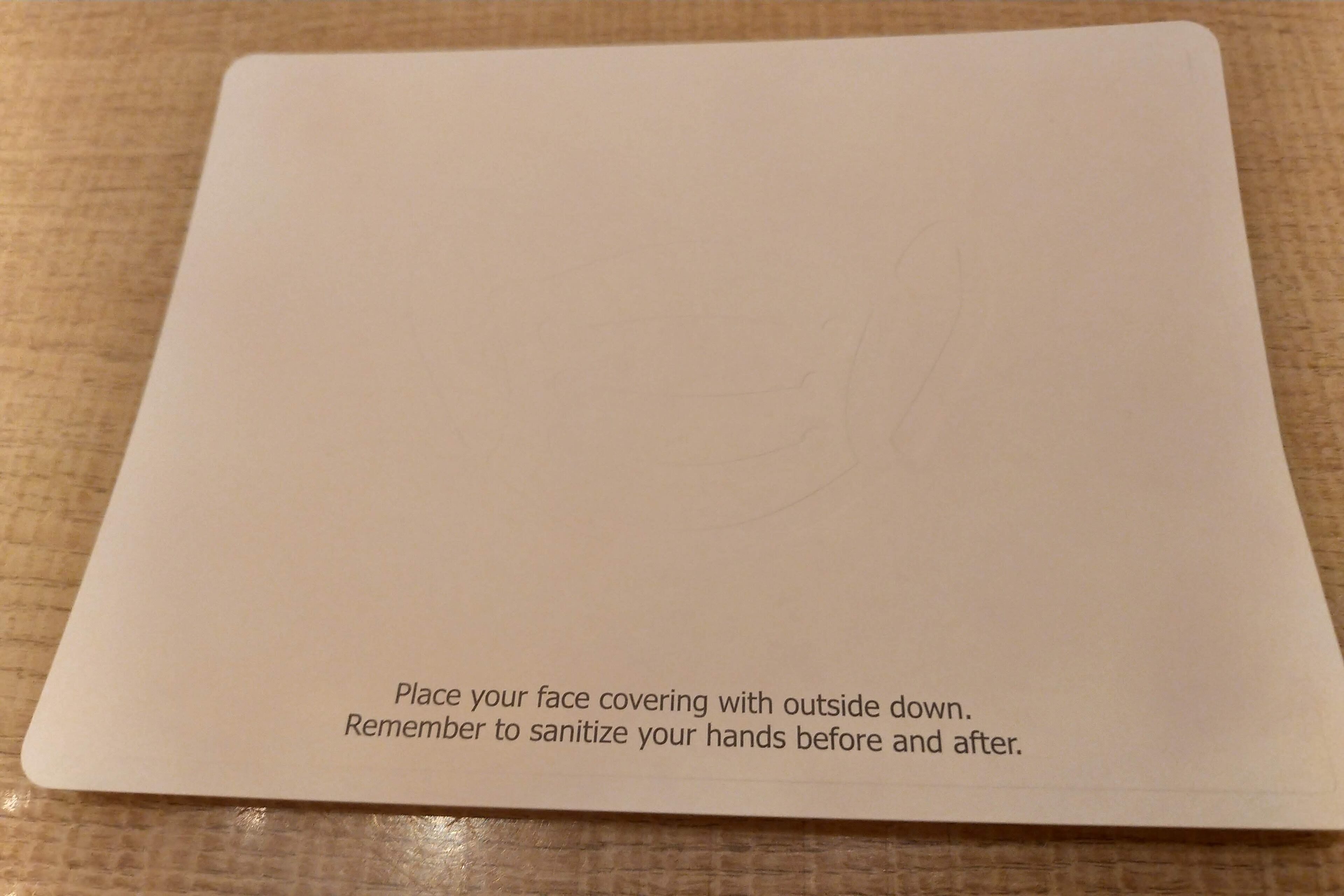 The Buffet at Wynn provides diners a placemat for their face masks.