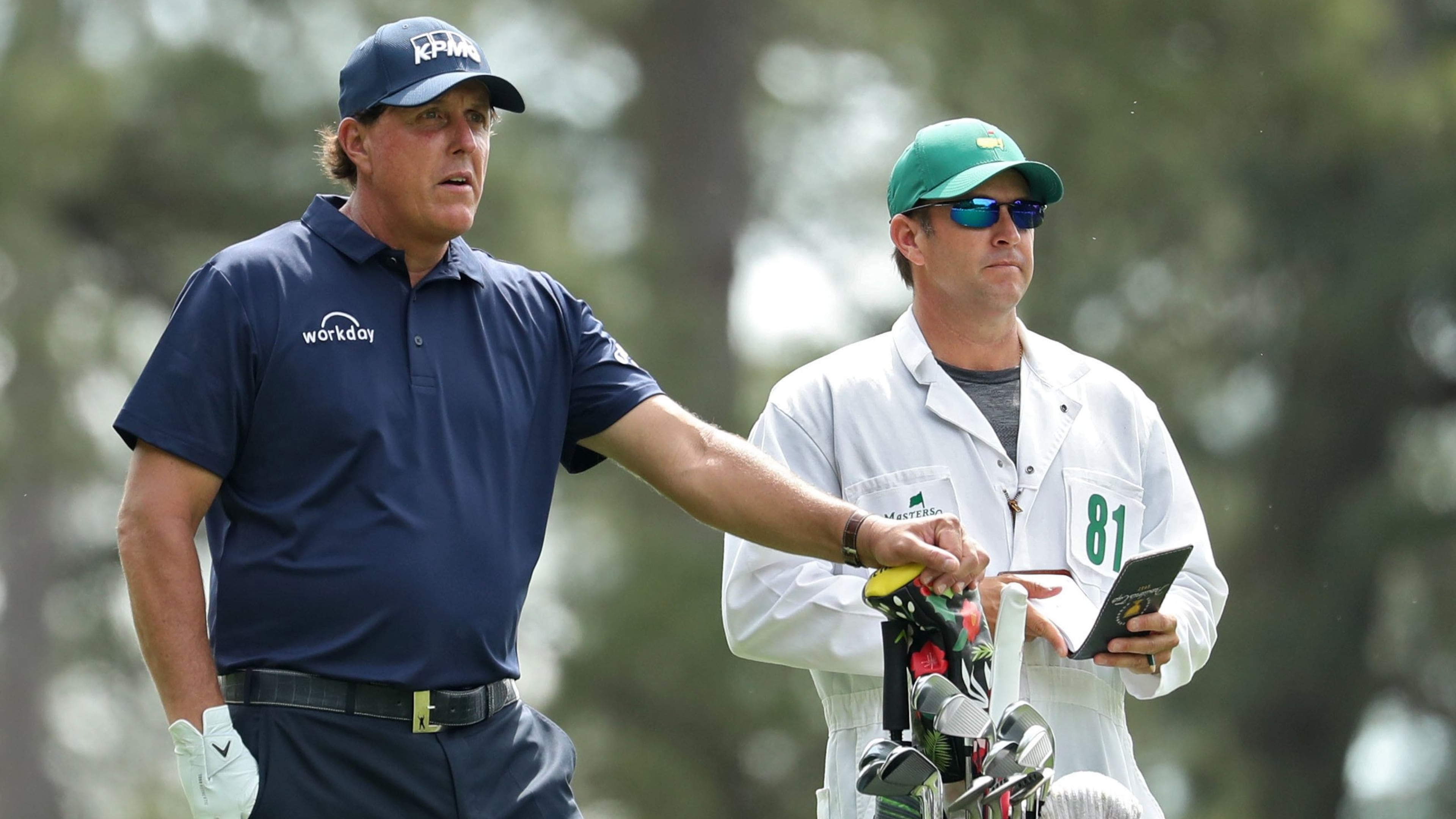 Phil Mickelson prepares for his tee shot on four during the second round of the Masters Tournament Friday, April 12, 2019, at Augusta National Golf Club in Augusta. Jason Getz / Special to the AJC