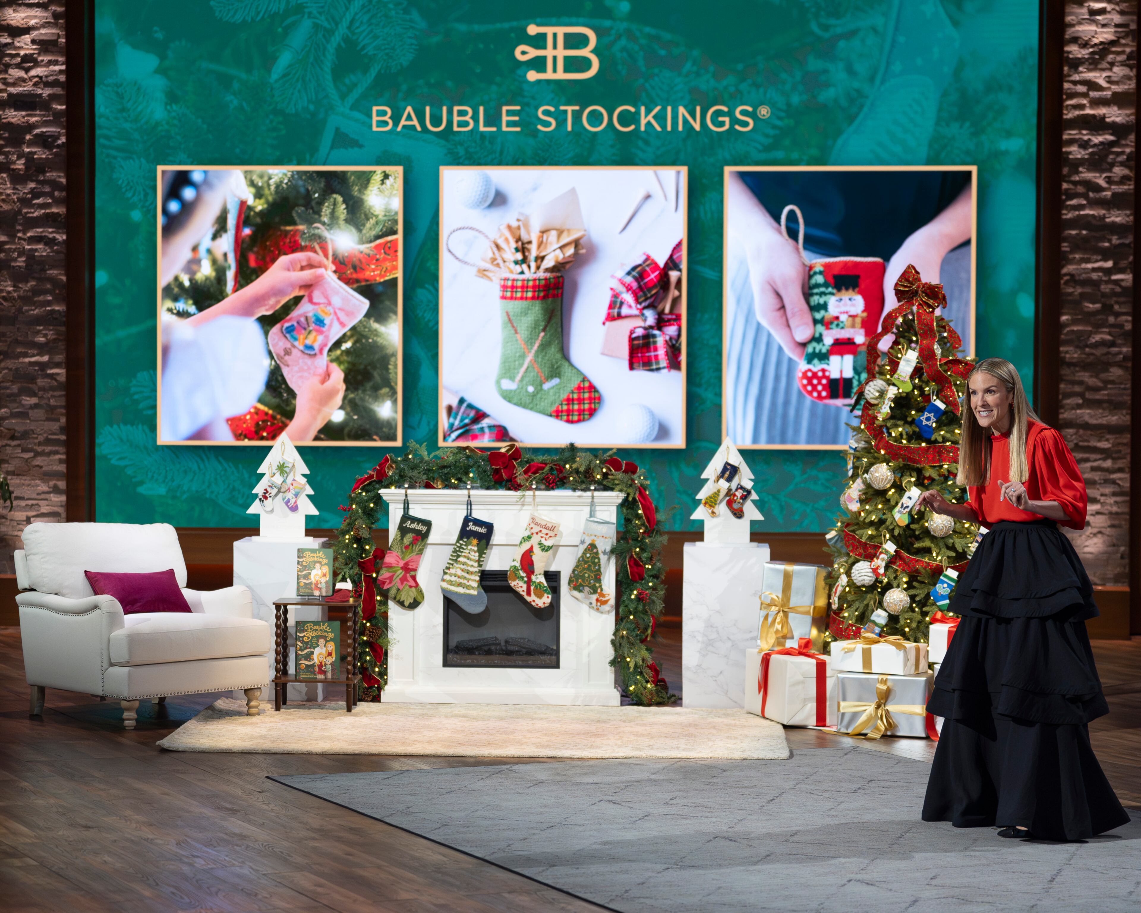 A holiday-themed "Shark Tank" episode that aired Dec. 10 features Sandy Springs entrepreneur Kate Stice Stewart and her Bauble Stockings.
