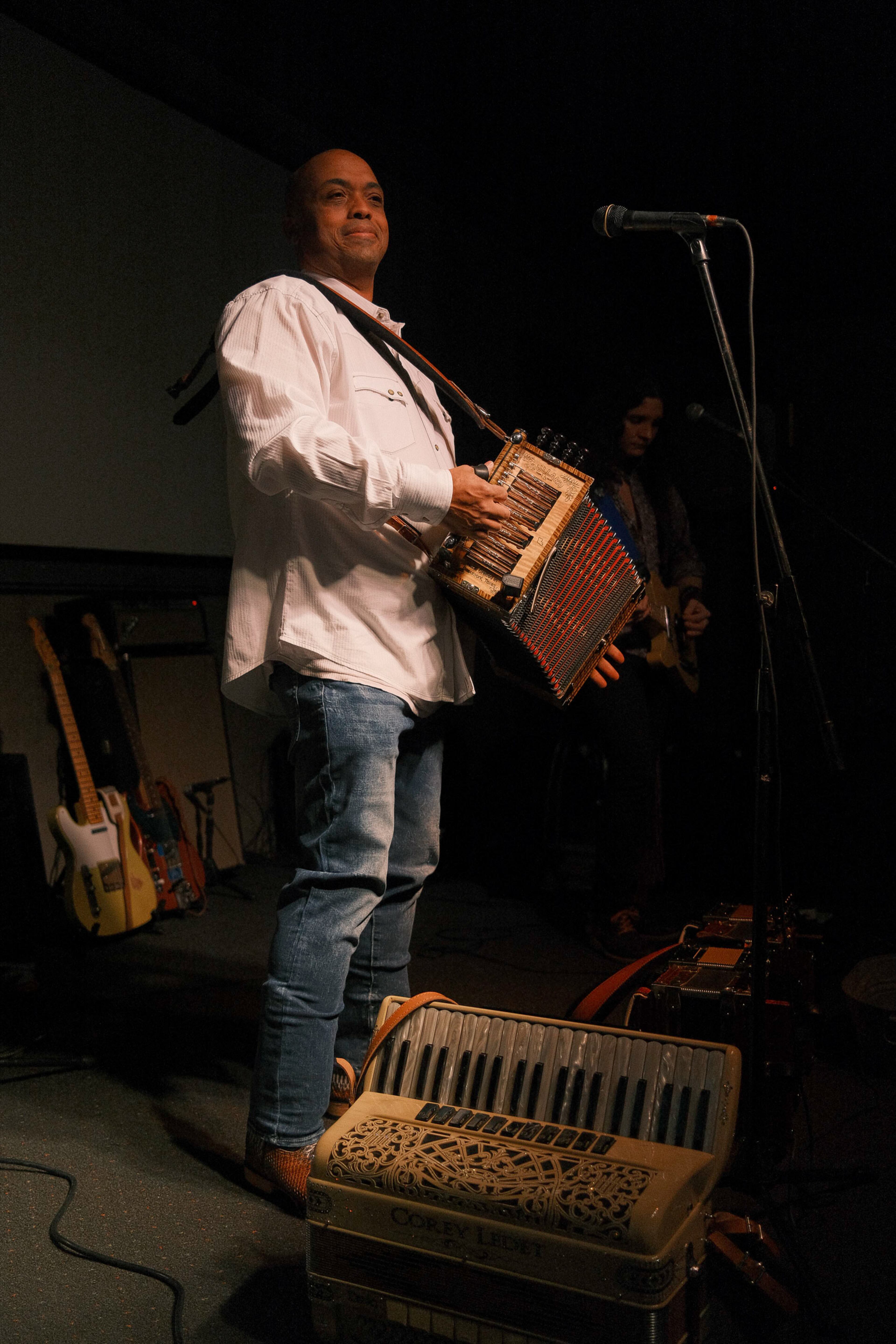 Corey Ledet, lead singer for Corey Ledet and His Zydeco Band, often sings in the endangered Kouri-Vini language.
(Courtesy of Drake LeBlanc)