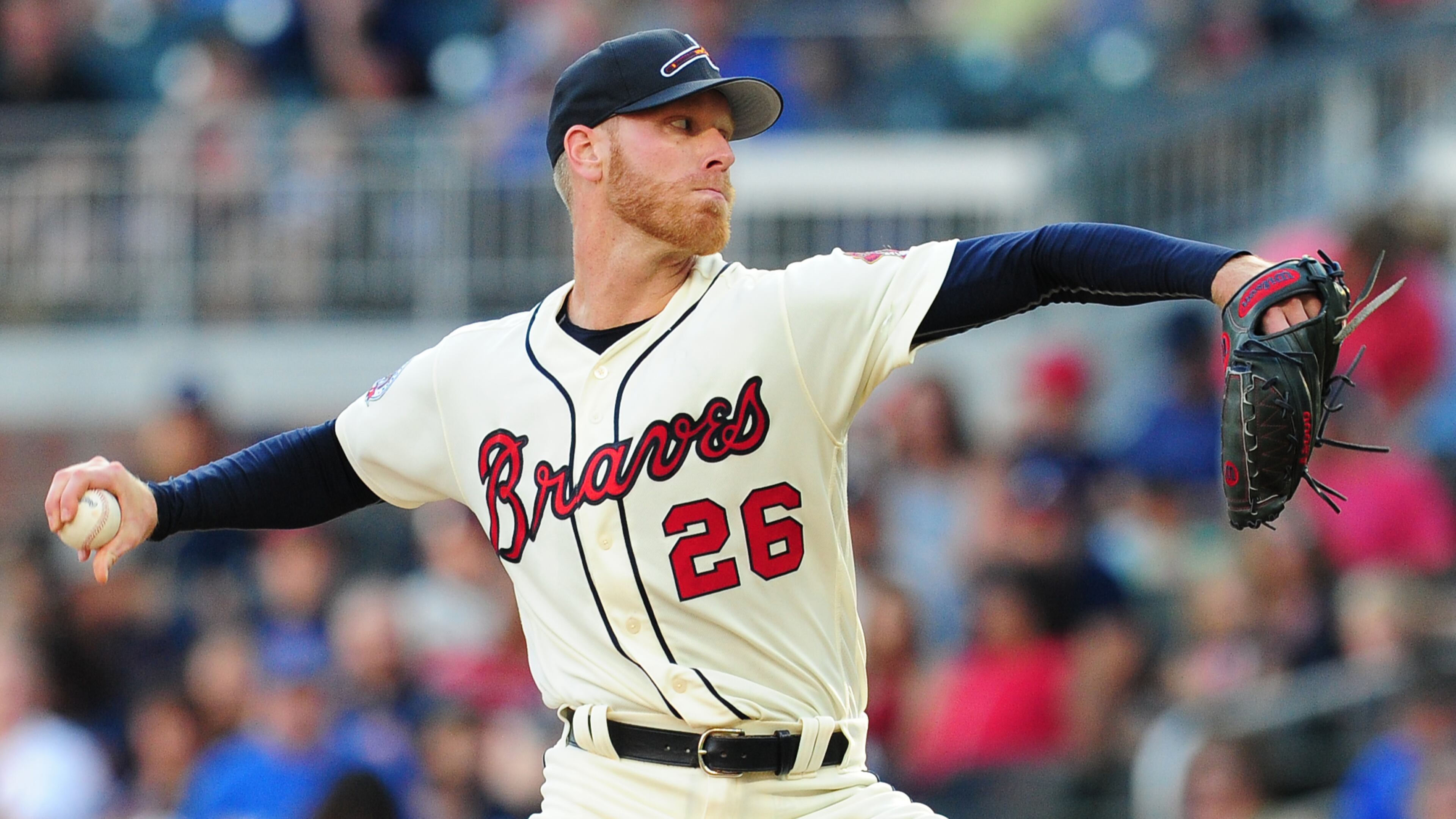 Mike Foltynewicz of the Braves throws a pitch against the Marlins at SunTrust Park on August 5, 2017 in Atlanta. (Photo by Scott Cunningham/Getty Images)
